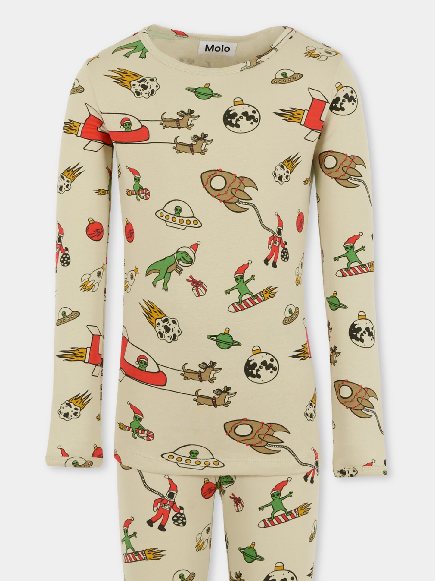 Pigiama Lue beige per bambino con alieno natalizio,Molo,6W25R501 9470