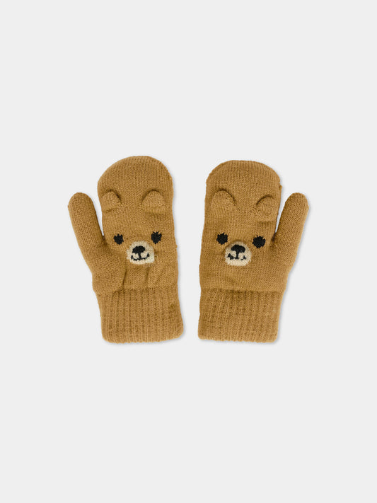 Guanti beige per bambini con cane,Molo,7W25S102 5510