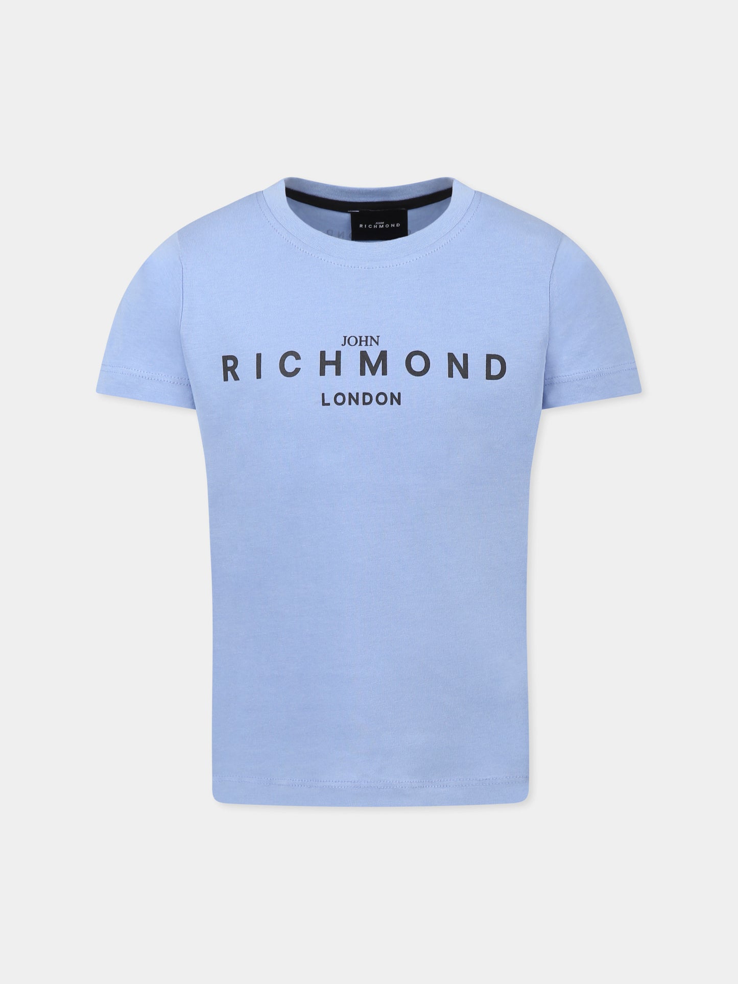 T-shirt blu per bambino con logo,Richmond Jr,RBP25003TS CLOUD BLUE