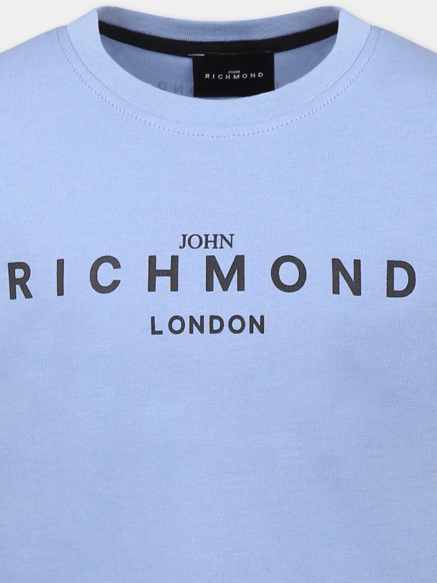 T-shirt blu per bambino con logo,Richmond Jr,RBP25003TS CLOUD BLUE