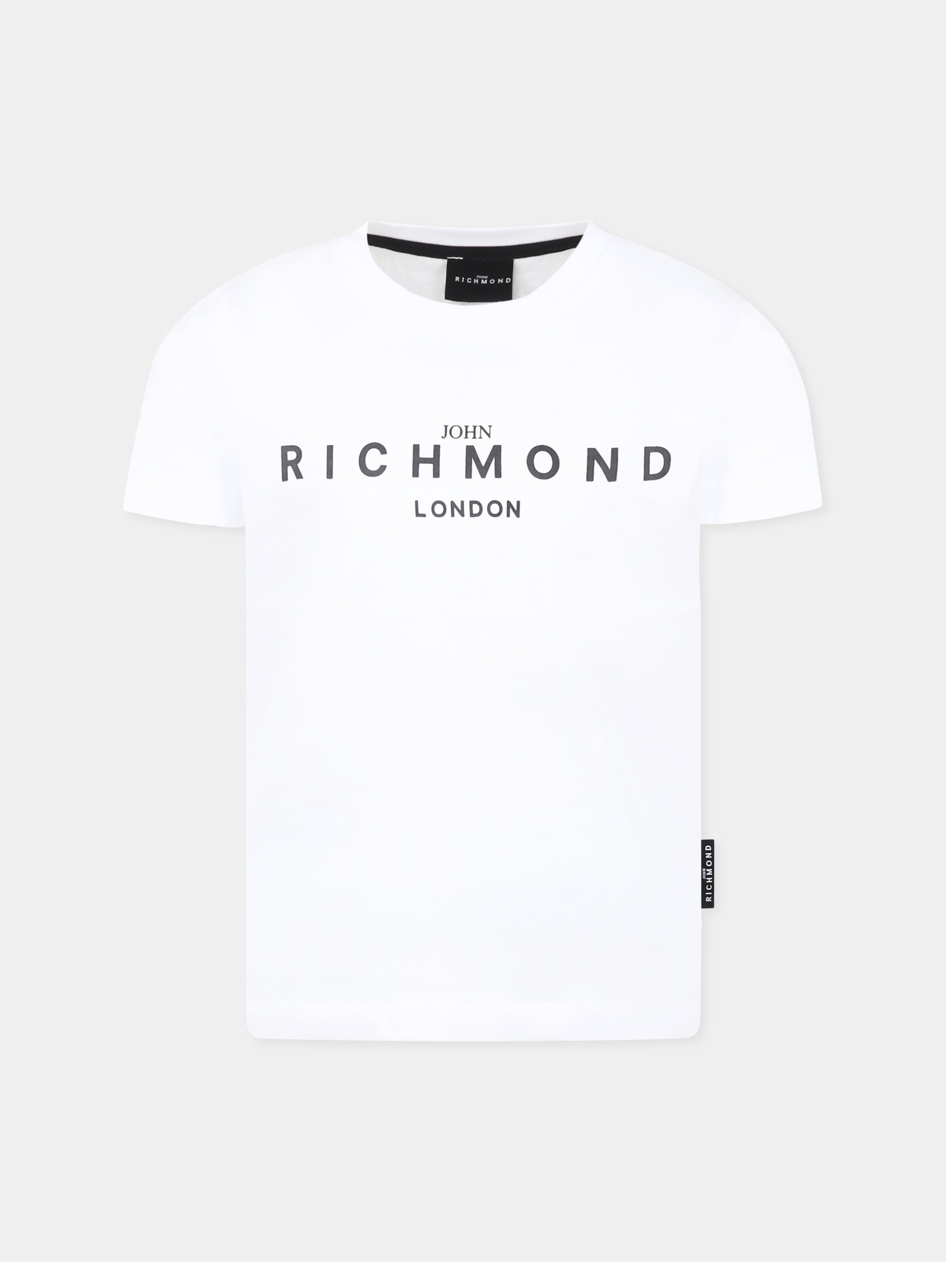 T-shirt bianca per bambini con logo,Richmond Jr,RBP25003TS WHITE
