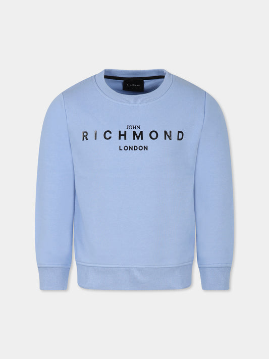 Felpa blu per bambini con logo,Richmond,RBP25005FE CLOUD BLUE