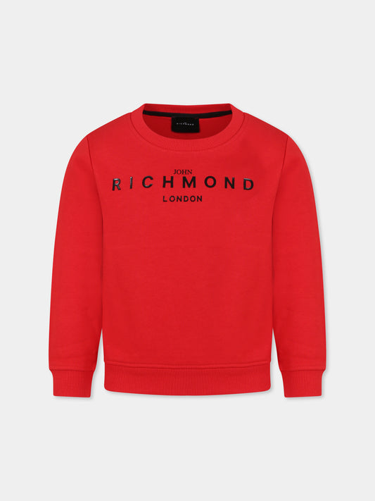 Felpa rossa per bambini con logo,Richmond,RBP25005FE RED