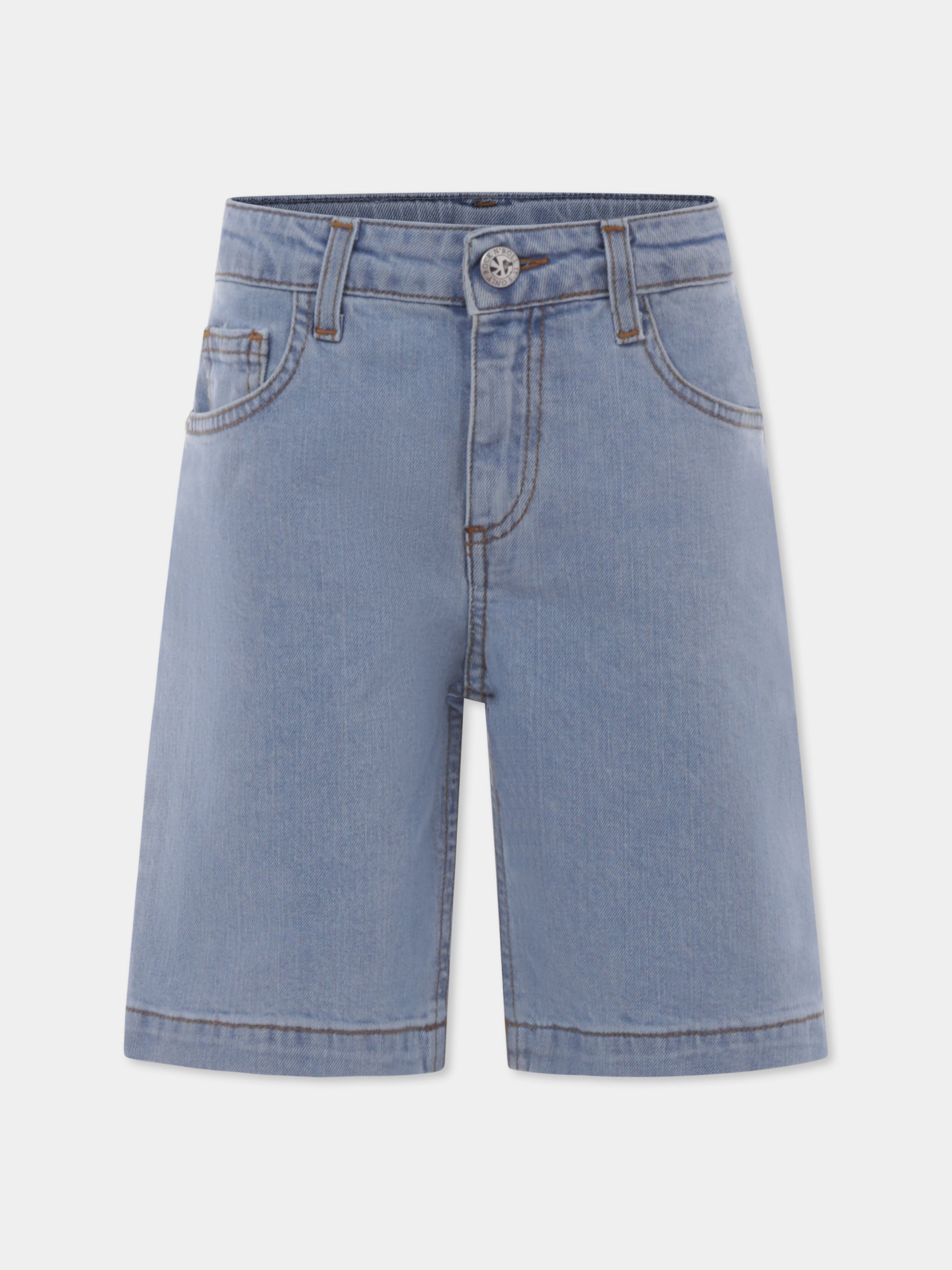 Shorts azzurri per bambino con logo,Richmond,RBP25031BE DENIM BLUE LIGHT