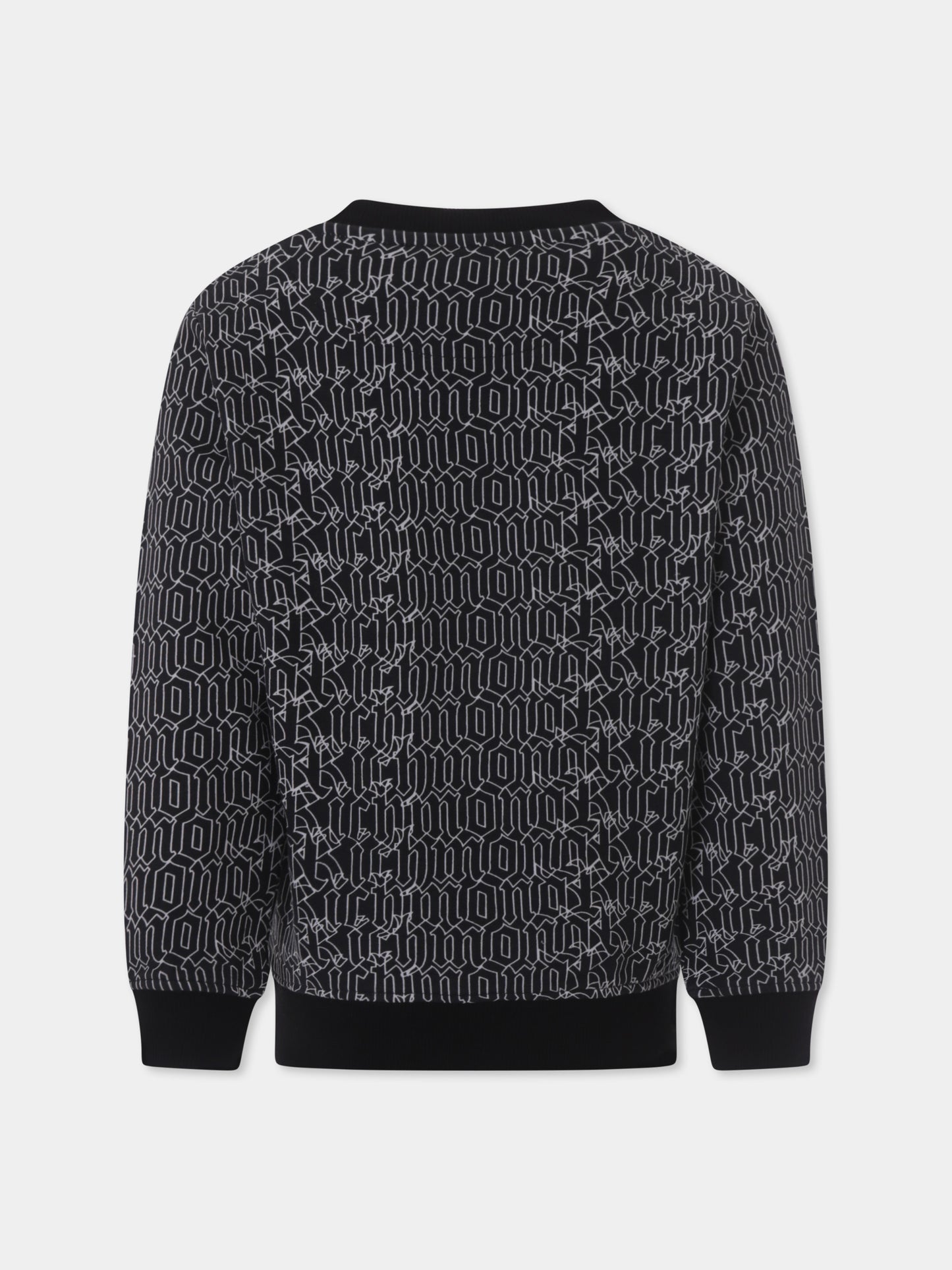 Felpa nera per bambino con logo all over,Richmond,RBP25051FE GOTIC