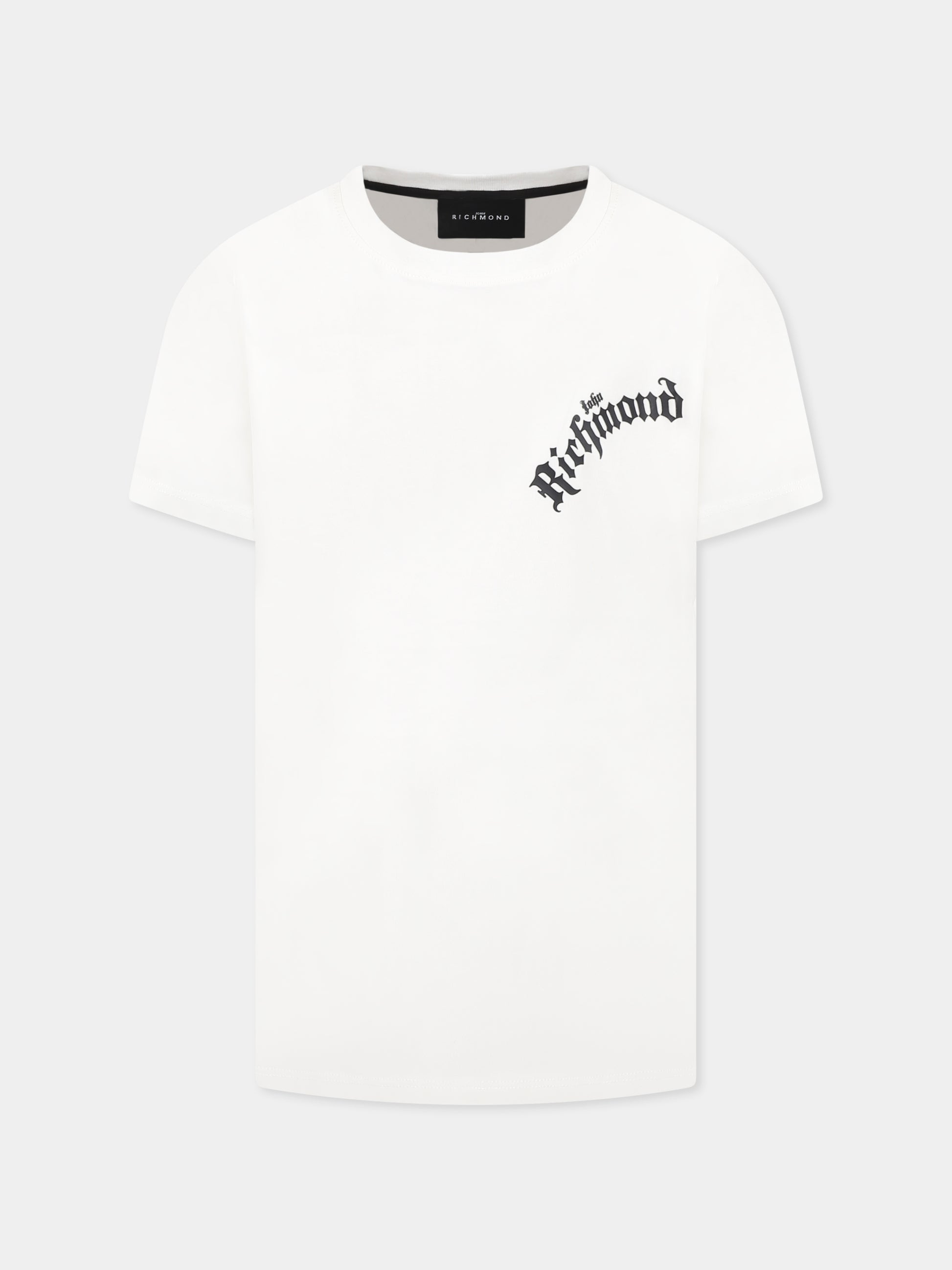 T-shirt bianca per bambini con logo,Richmond,RBP25057TS OFF-WHITE