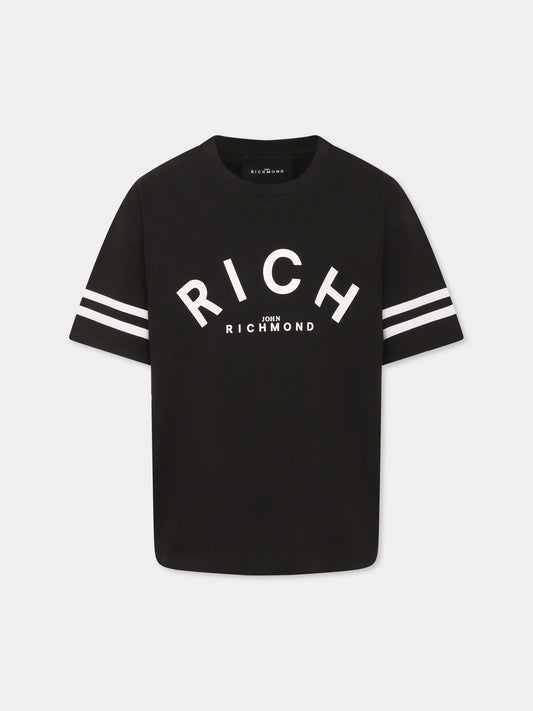 T-shirt nera per bambino con logo,Richmond,RBP25111TS BLACK