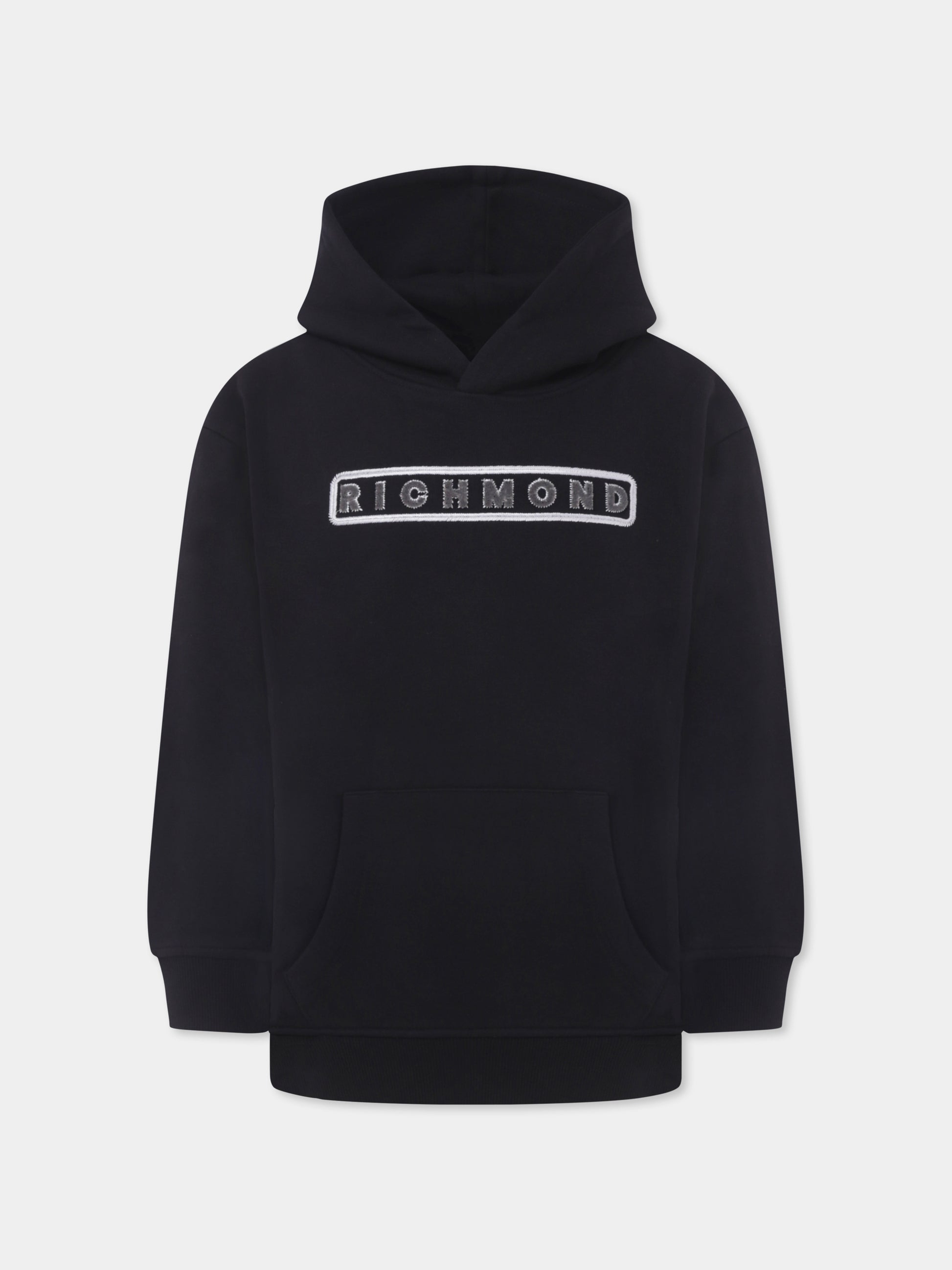 Felpa nera per bambino con logo,Richmond,RBP25167FE BLACK