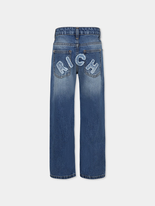 Jeans denim per bambino con logo,Richmond,RBP25189JE DENIM BLUE MEDIUM