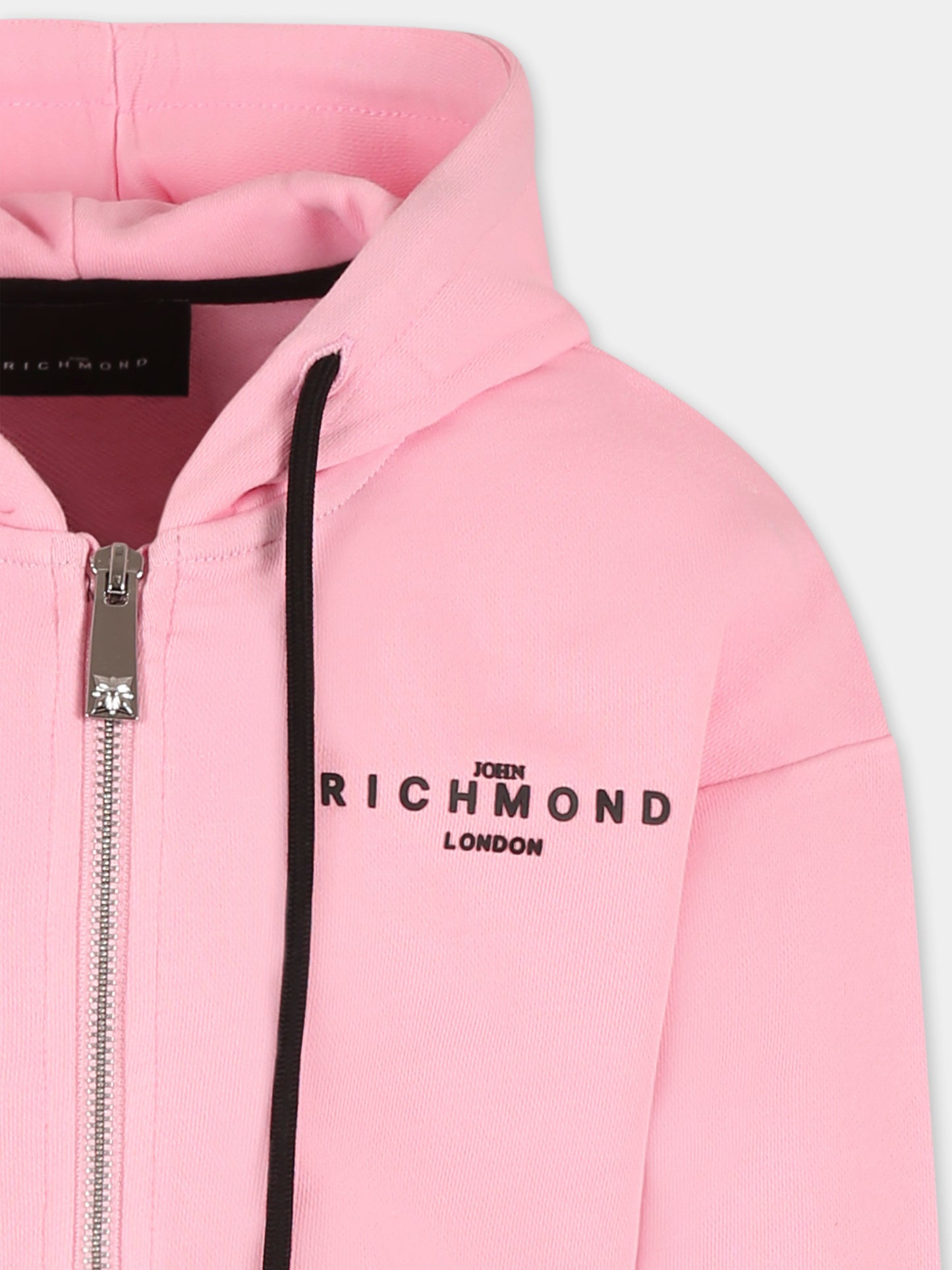 Felpa crop rosa per bambina con logo,Richmond,RGP25001FE PINK