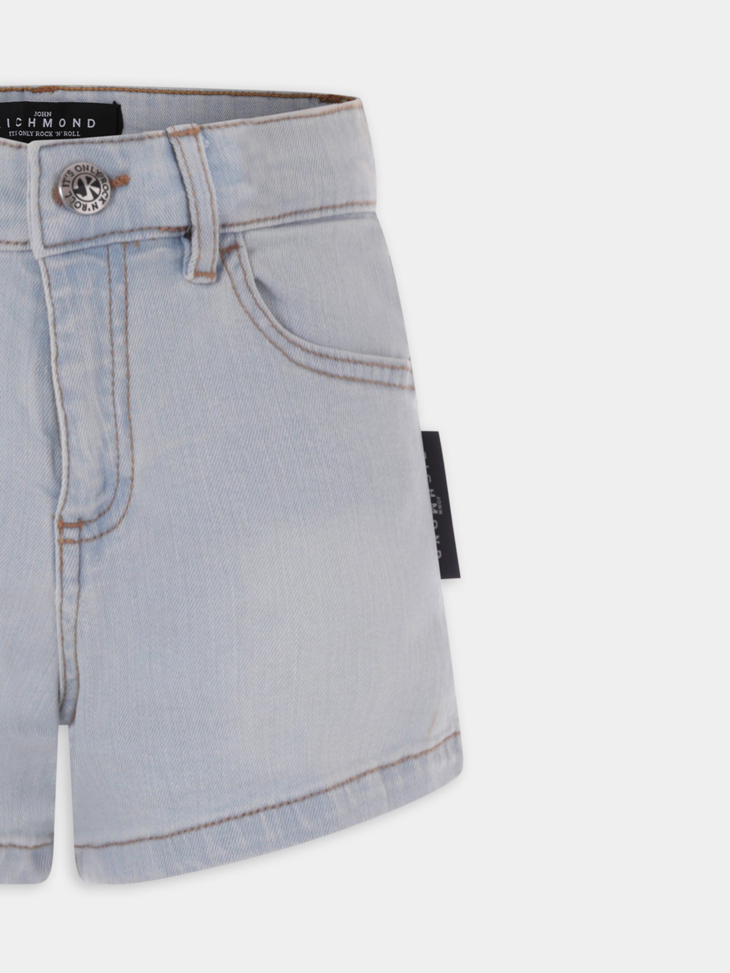 Shorts denim per bambina con logo,Richmond,RGP25014SH DENIM BLUE LIGHT
