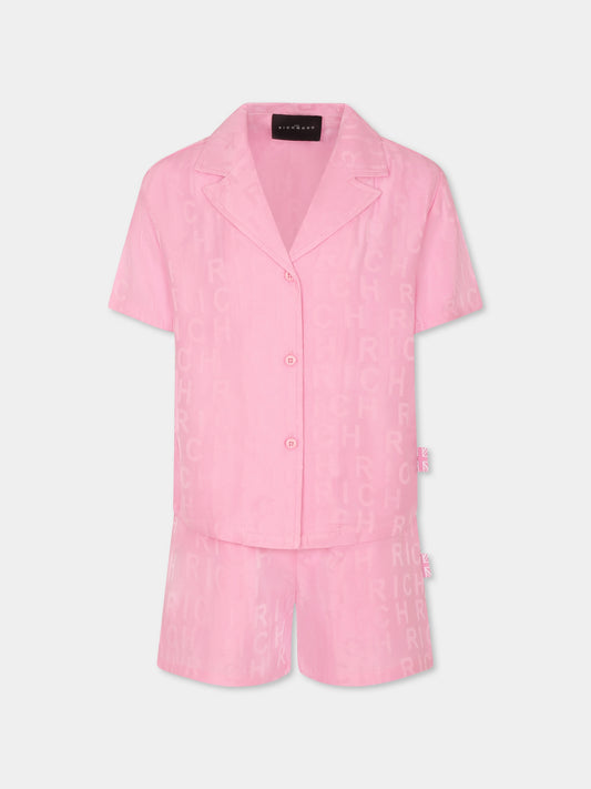 Completo rosa per bambina con logo all over,Richmond,RGP25022CE PINK
