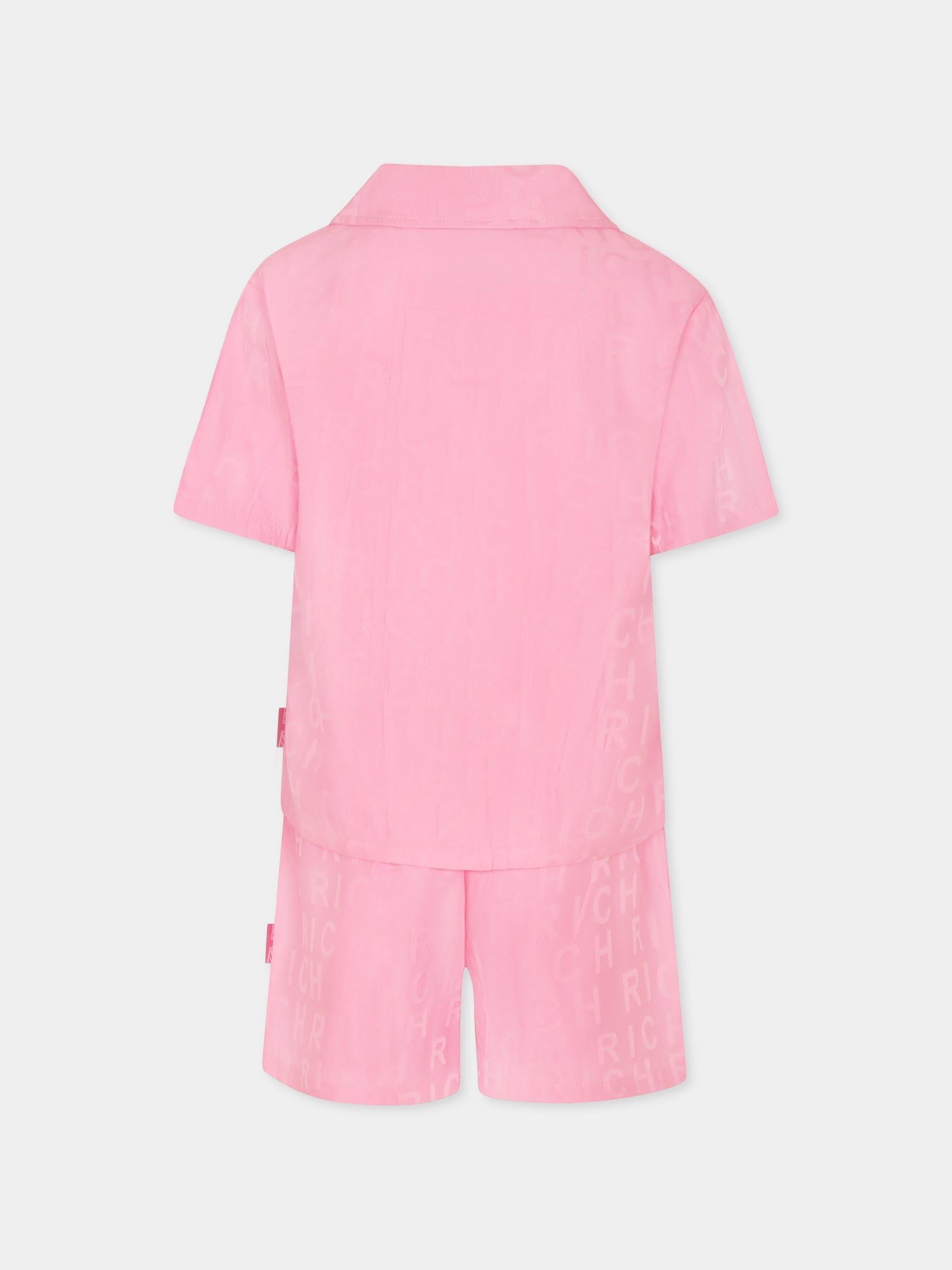 Completo rosa per bambina con logo all over,Richmond,RGP25022CE PINK