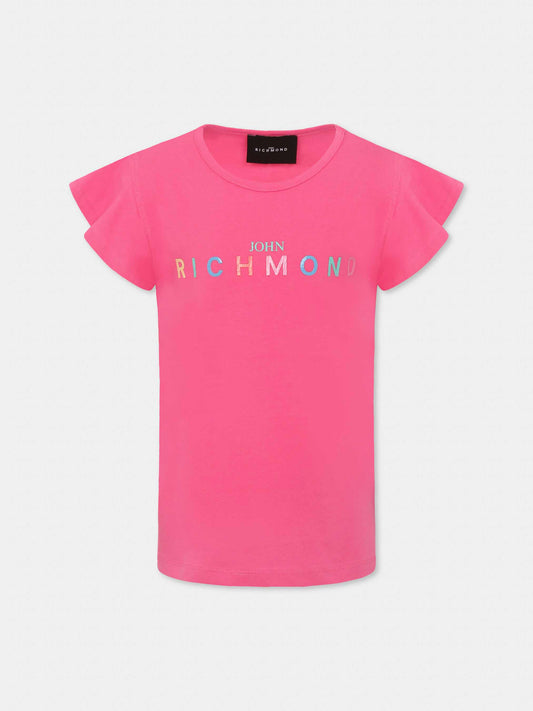T-shirt fucsia per bambina con logo,Richmond,RGP25141TS BARBIE