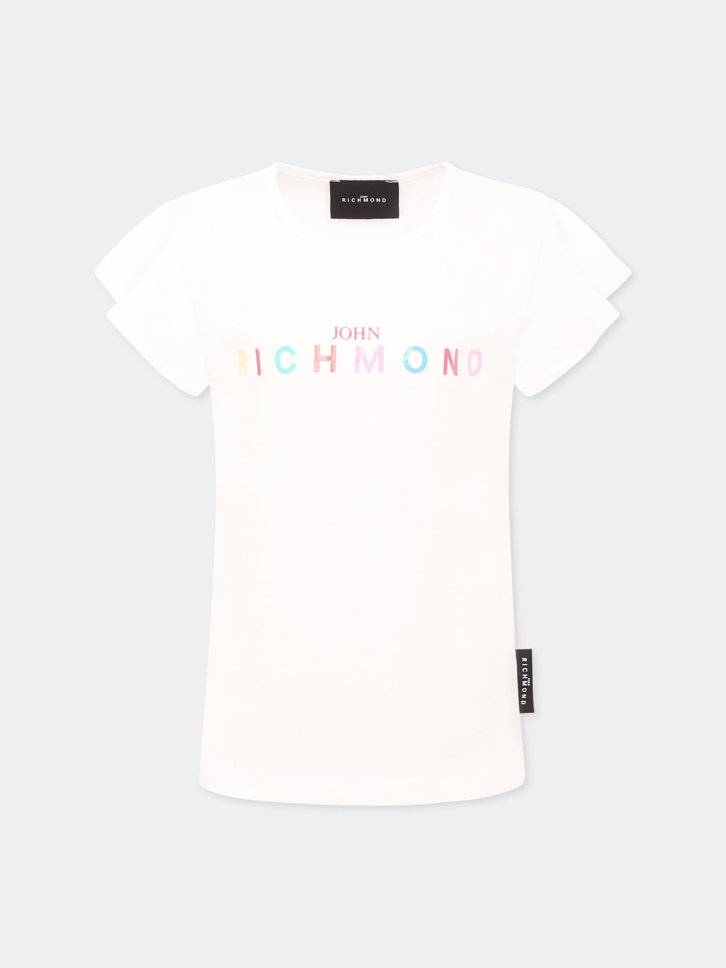 T-shirt bianca per bambina con logo,Richmond,RGP25141TS WHITE