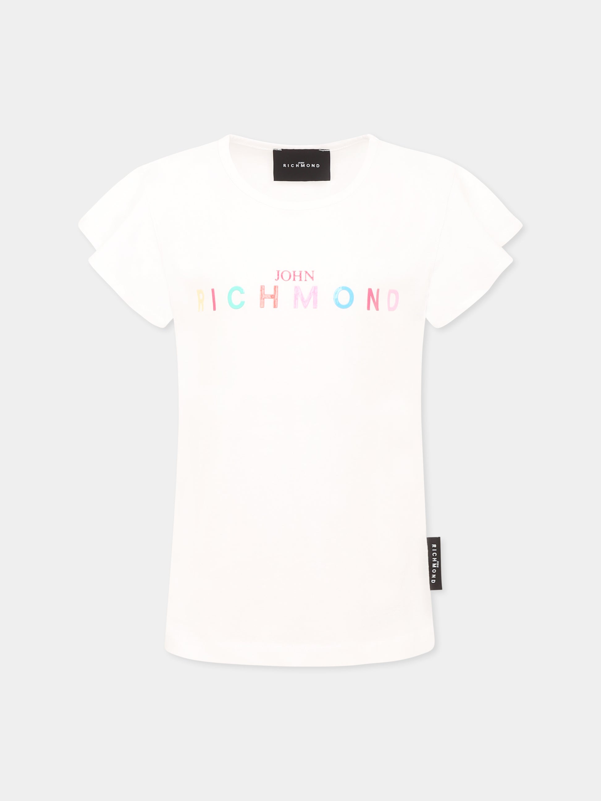 T-shirt bianca per bambina con logo,Richmond,RGP25141TS WHITE