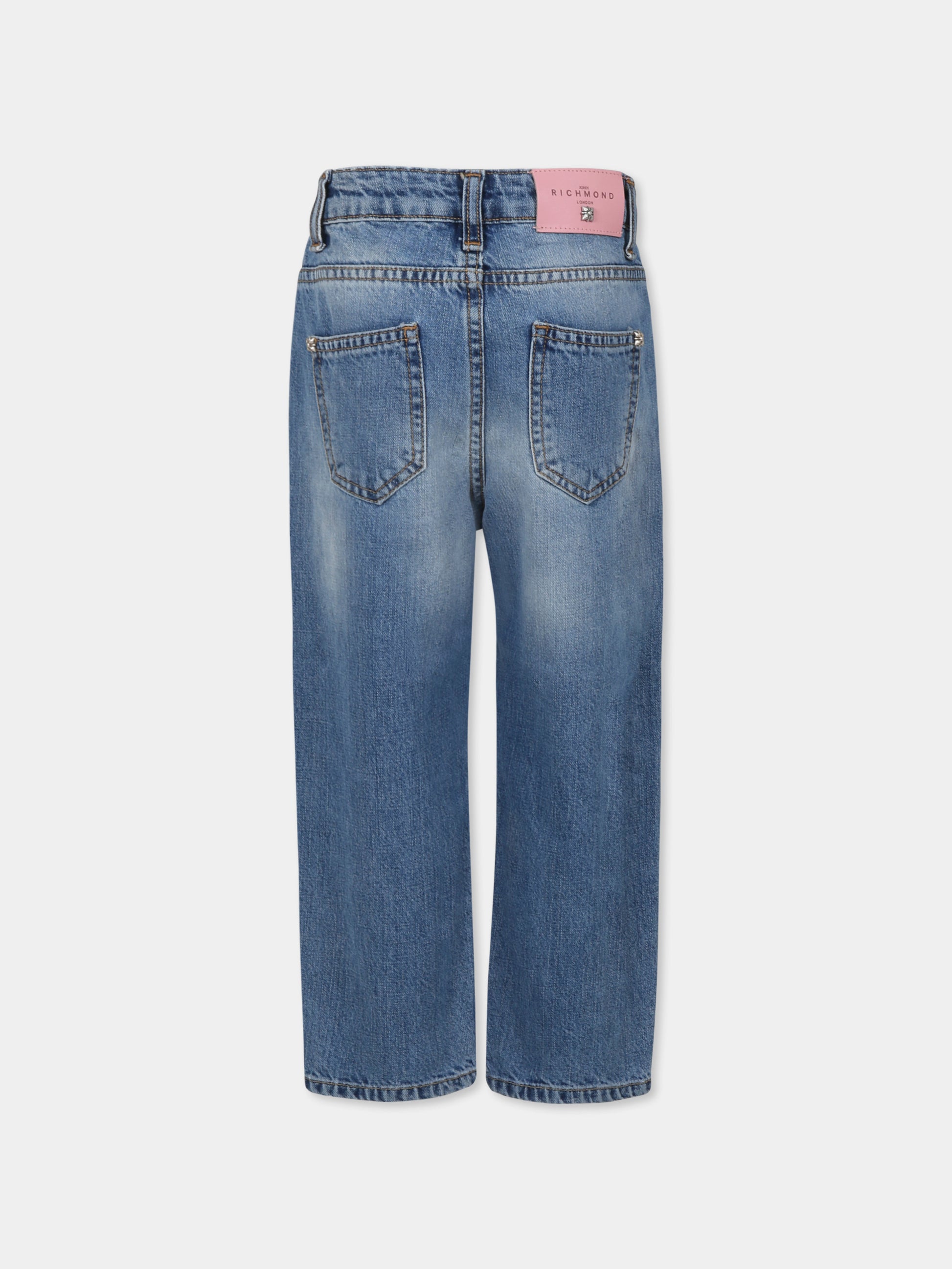 Jeans denim per bambina con stelle,Richmond Jr,RGP25169JE DENIM BLUE LIGHT