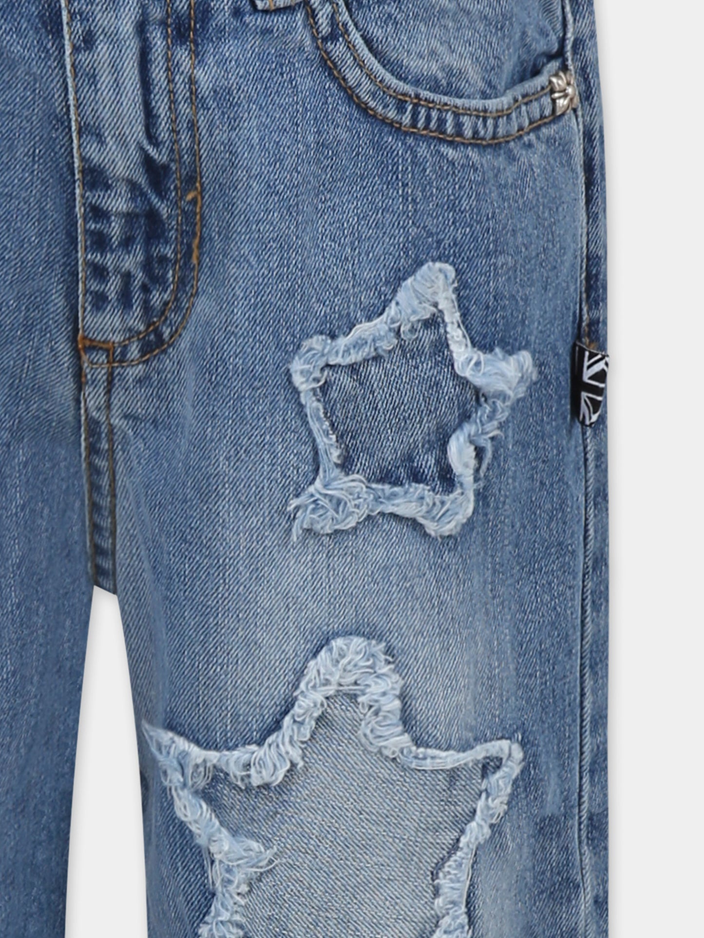Jeans denim per bambina con stelle,Richmond Jr,RGP25169JE DENIM BLUE LIGHT