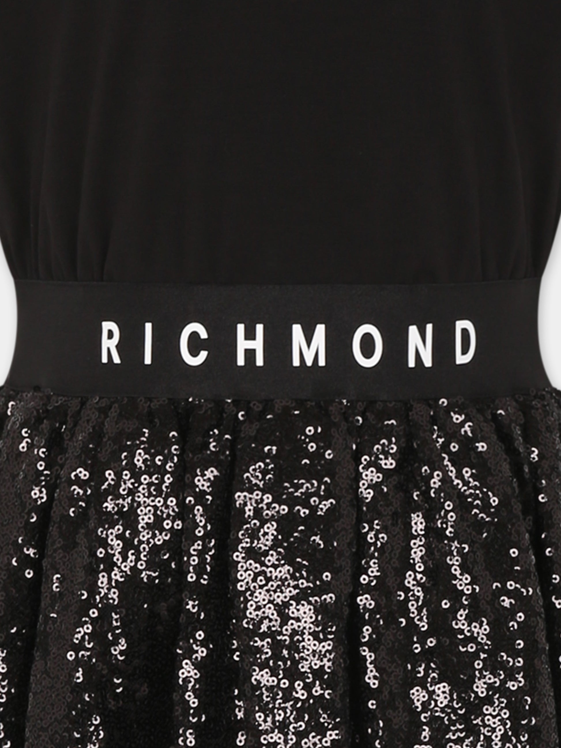 Vestito nero per bambina con logo,Richmond,RGP25202VE BLACK