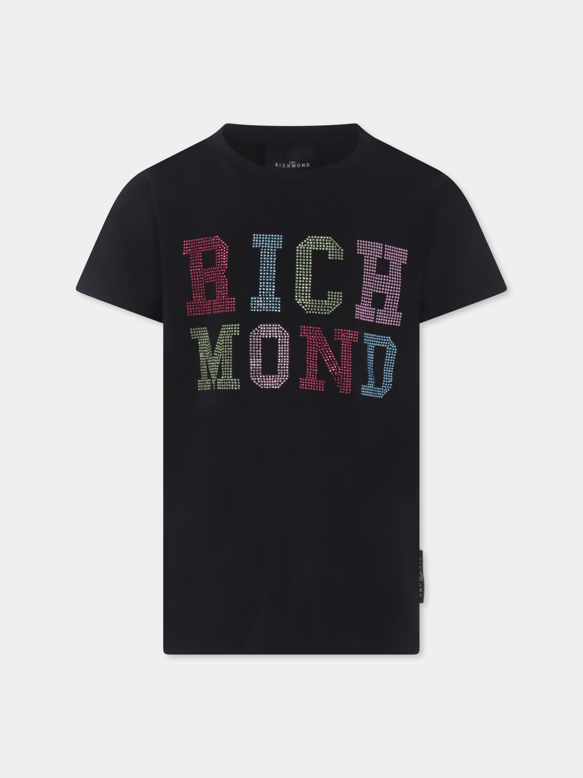 T-shirt nera per bambina con logo,Richmond,RGP25205TS BLACK