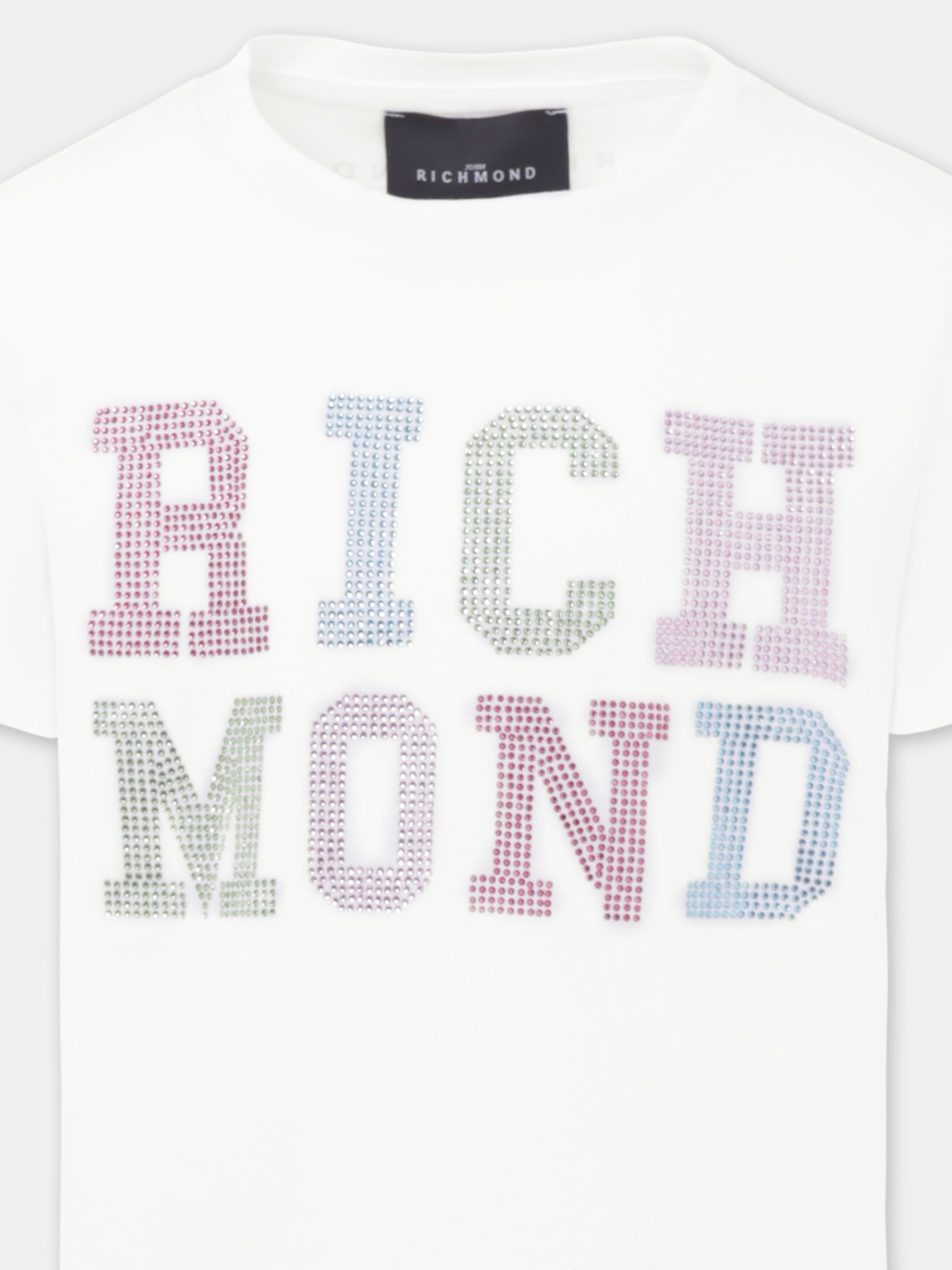 T-shirt bianca per bambina con logo,Richmond,RGP25205TS WHITE