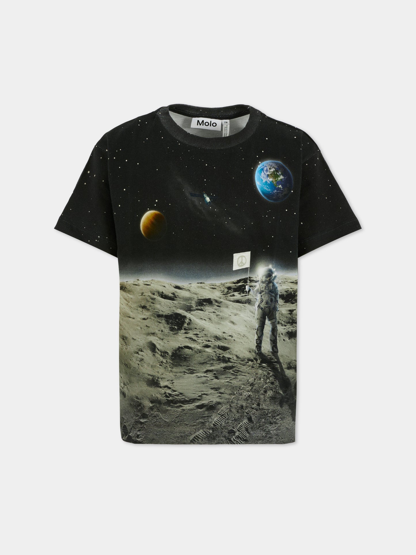 T-shirt Riley nera per bambino con astronauta,Molo,1W25A202 9681