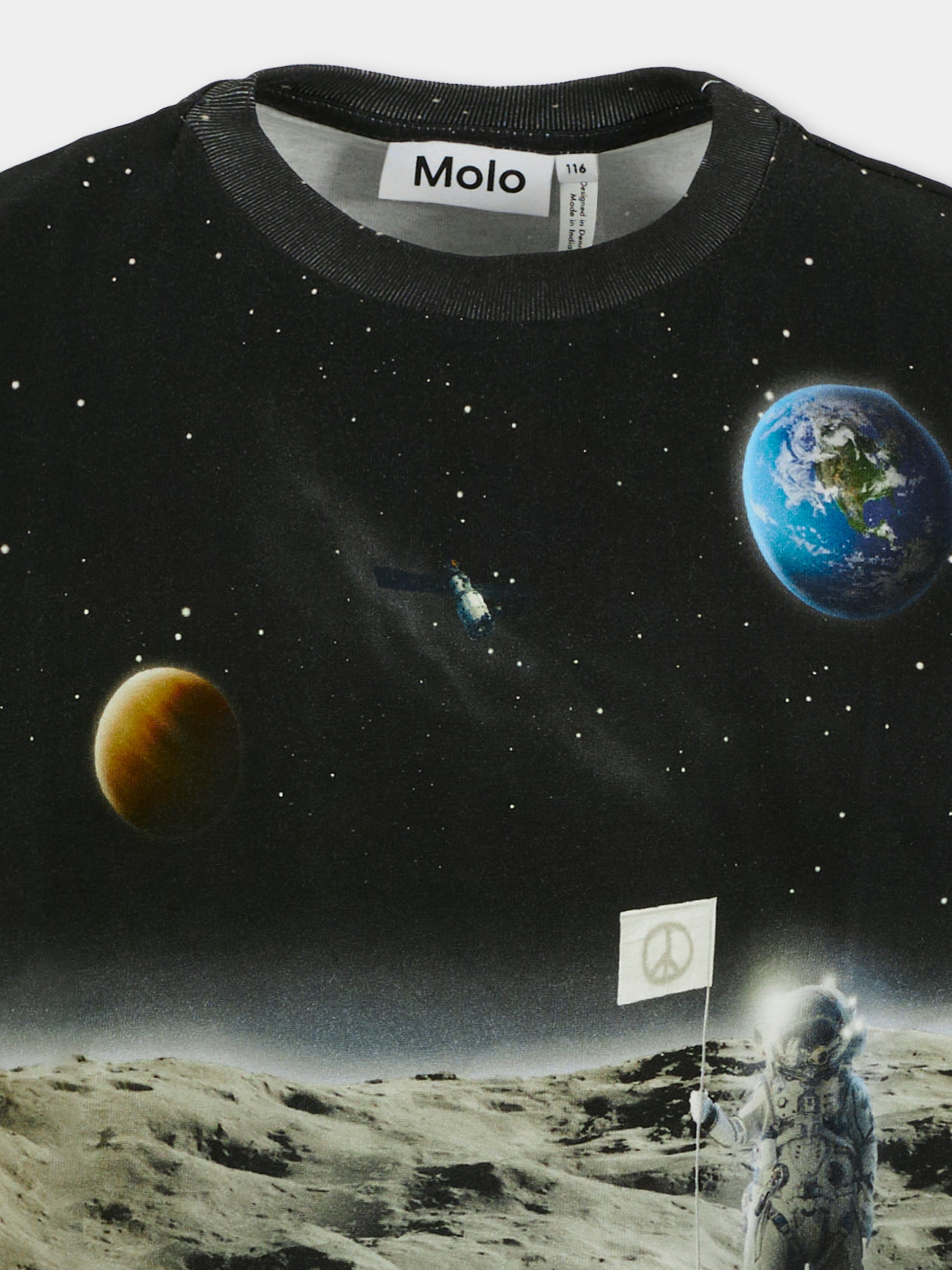 T-shirt Riley nera per bambino con astronauta,Molo,1W25A202 9681