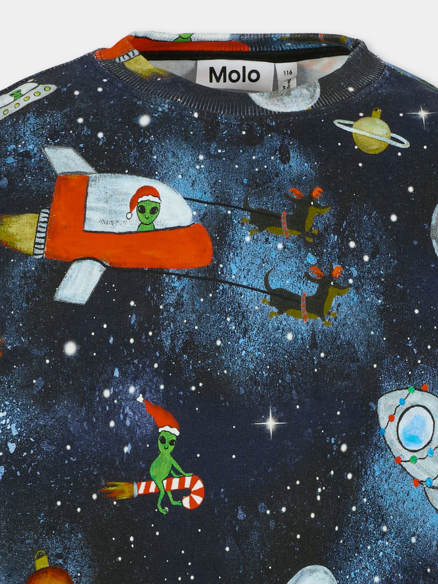 Felpa blu per bambino con alieno all over,Molo,1W25J201 9414