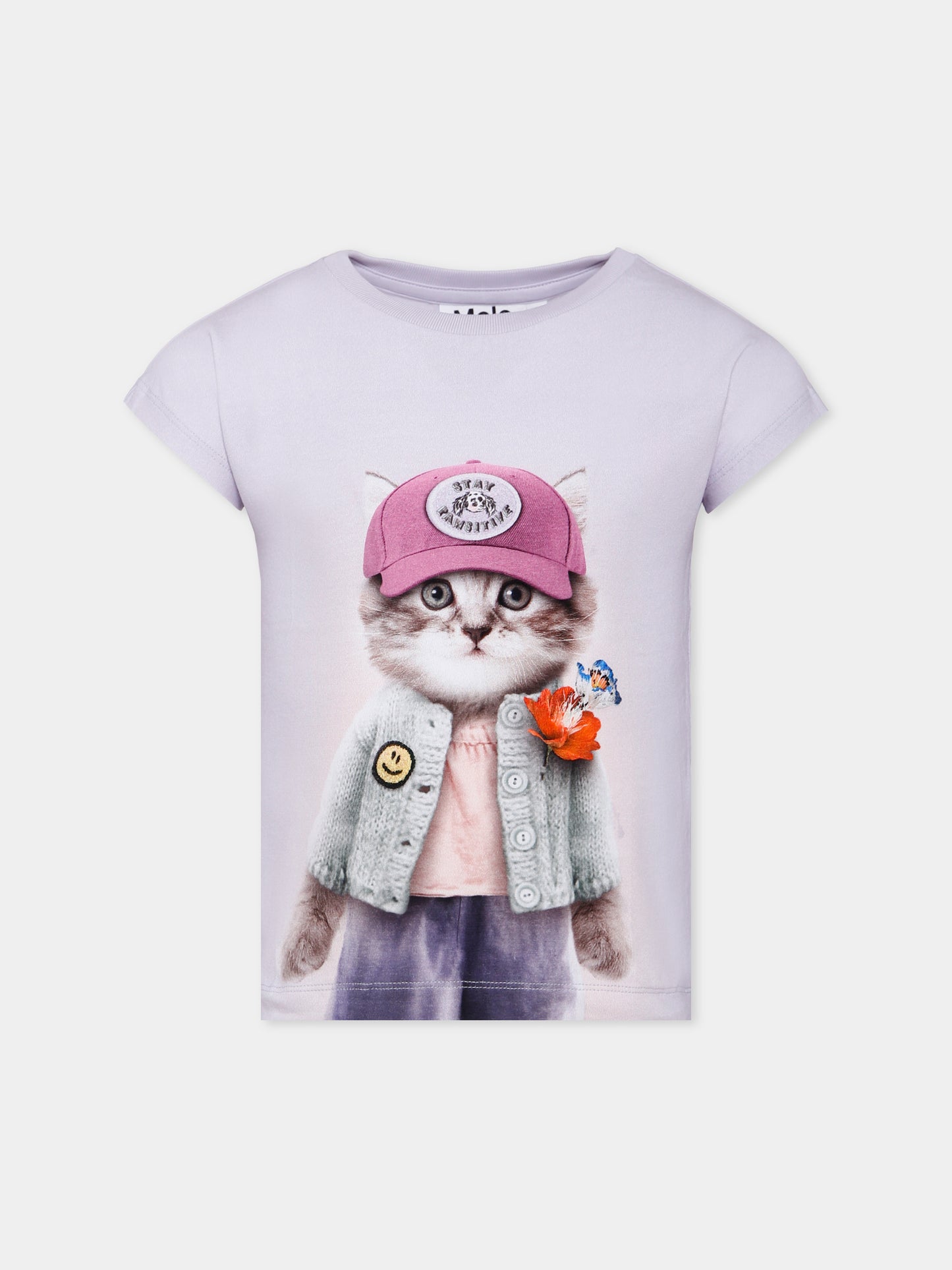 T-shirt Raghhilde lilla per bambina con gatto,Molo,2W25A205 9730