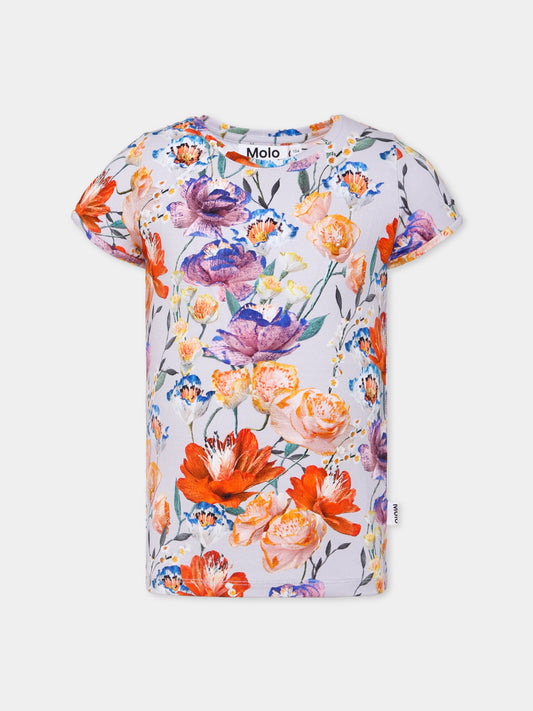 T-shirt Rimona multicolor per bambina con stampa floreale,Molo,2W25A210 9378