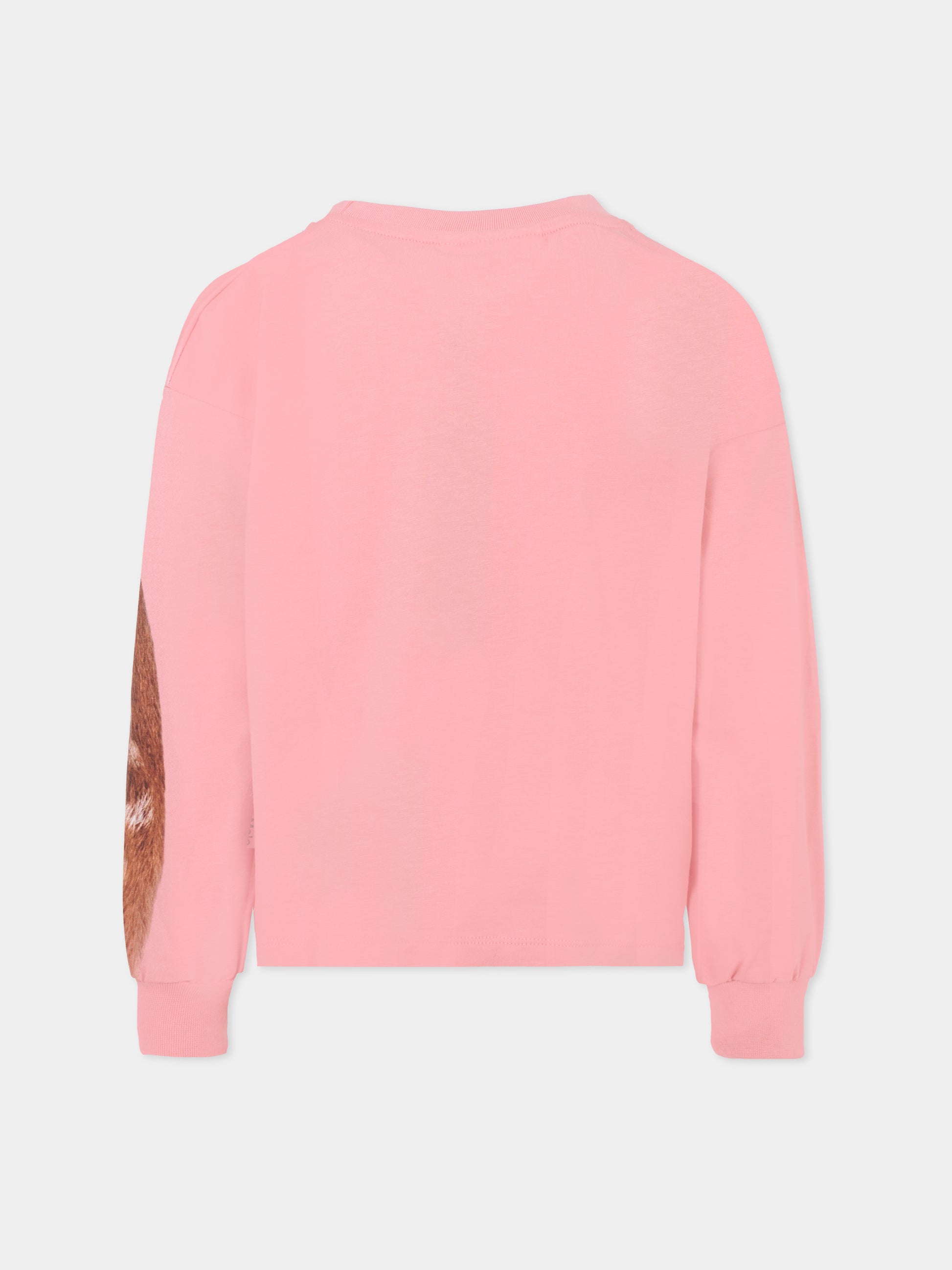 T-shirt Reniza rosa per bambina con fiori e cervo,Molo,2W25A405 9611