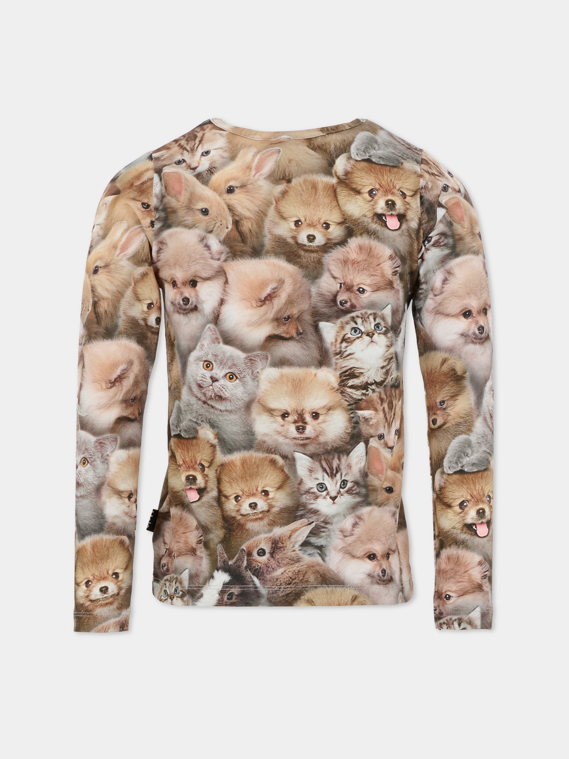 T-shirt Rose marrone per bambina con stampa animali all over,Molo,2W25A415 9377