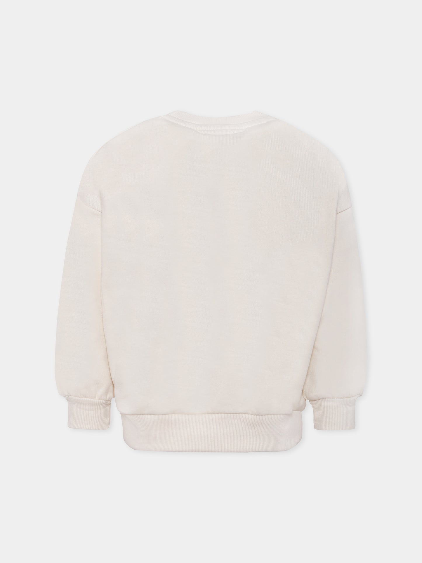 Felpa Maxi avorio per bambina con gatto,Molo,2W25J211 9730