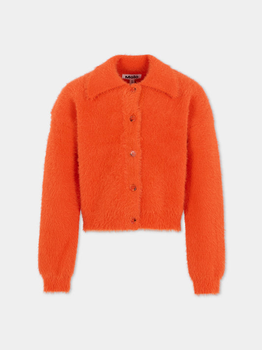 Cardigan Gwen arancione per bambina con logo,Molo,2W25K311 8201