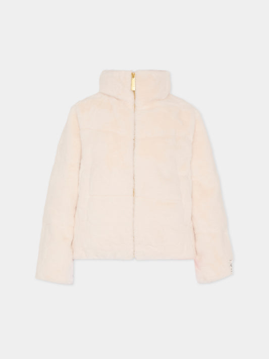 Piumino crop Havi avorio per bambina con patch,Molo,5W25M323 5553