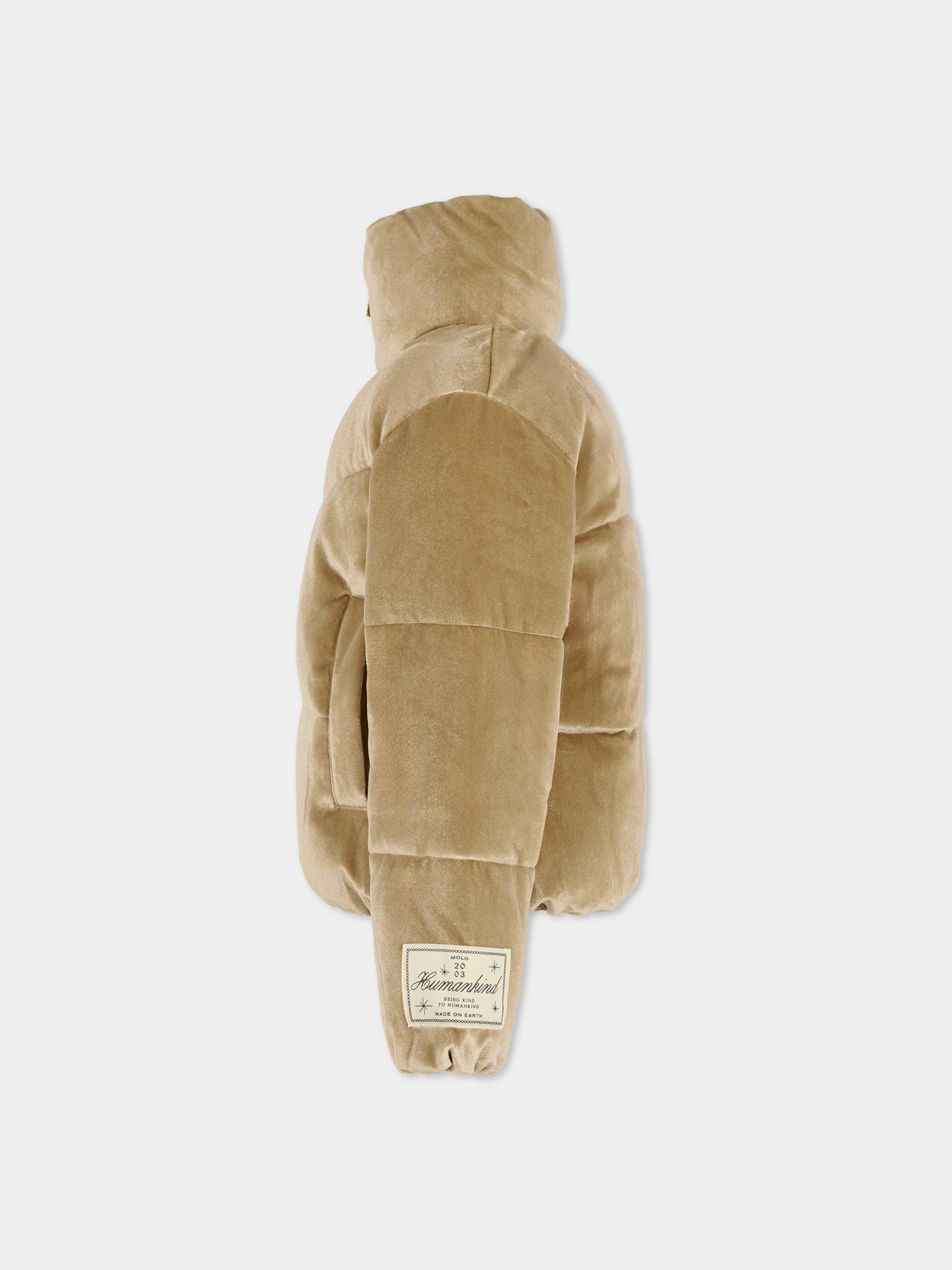 Piumino crop Havi 2 beige per bamibina con patch,Molo,5W25M323 5557