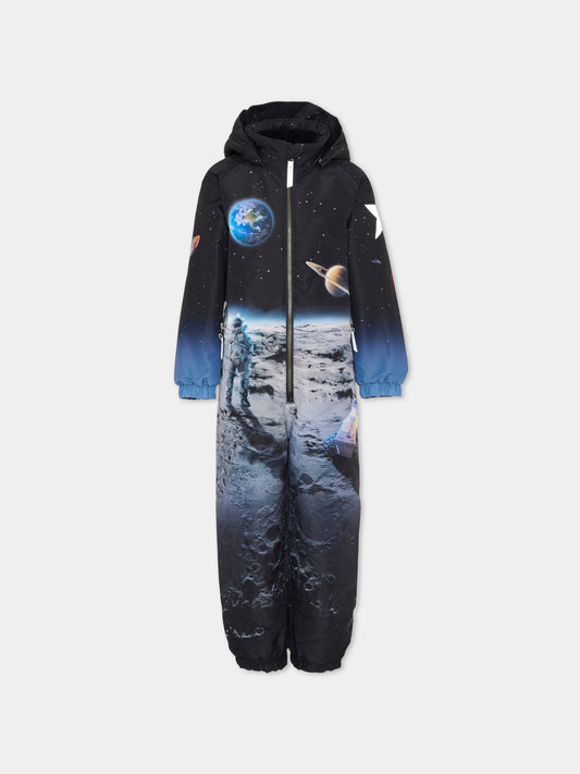Tuta da neve Polar nera per bambino con stampa spazio,Molo,5W25N202 4950