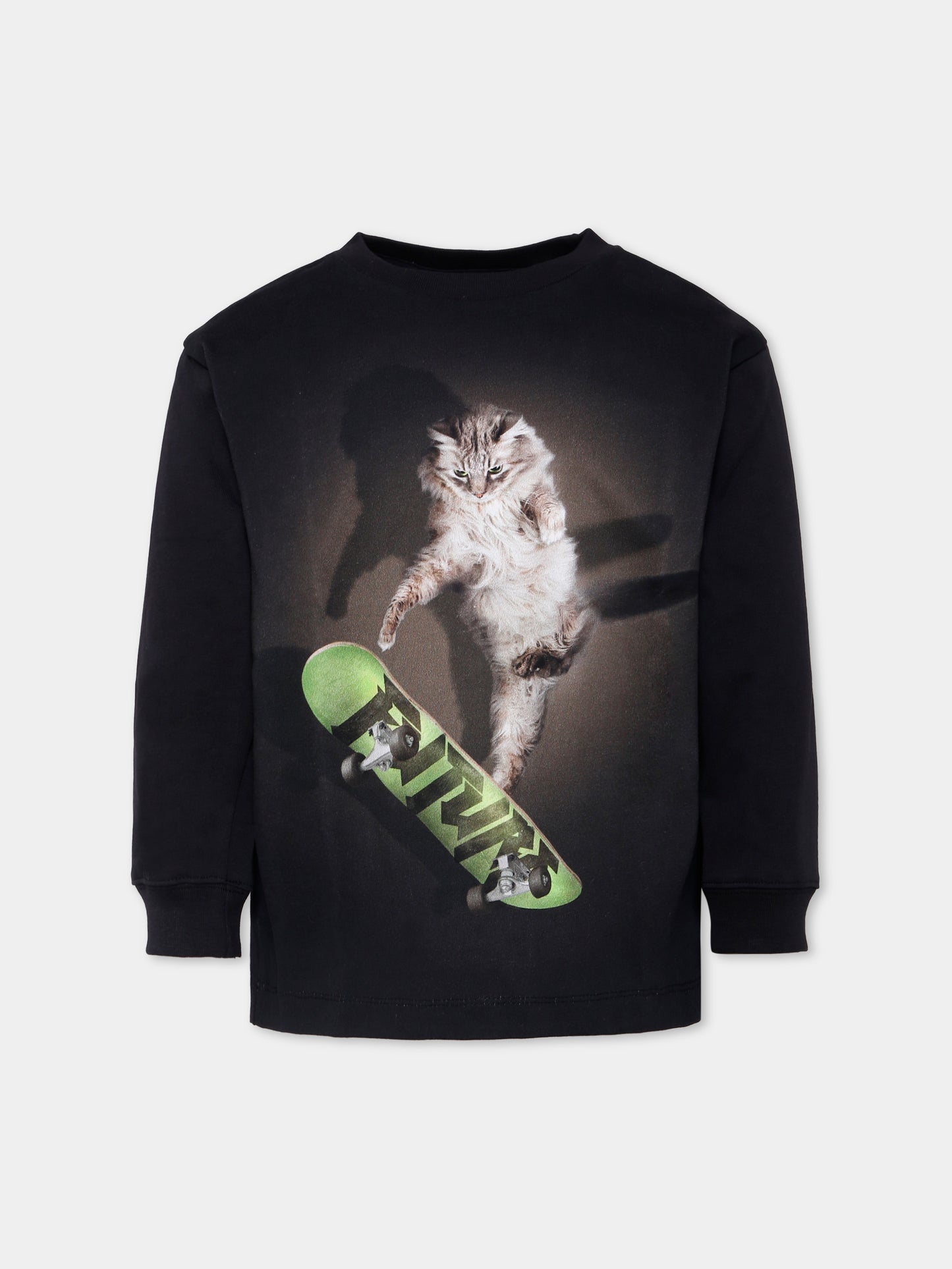 T-shirt Rube nera per bambino con gatto,Molo,1W25A404 4985