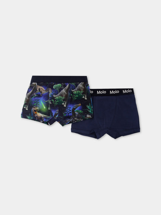 Set boxer Justin blu per bambino con dinosauri,Molo,1W25Q201 9457