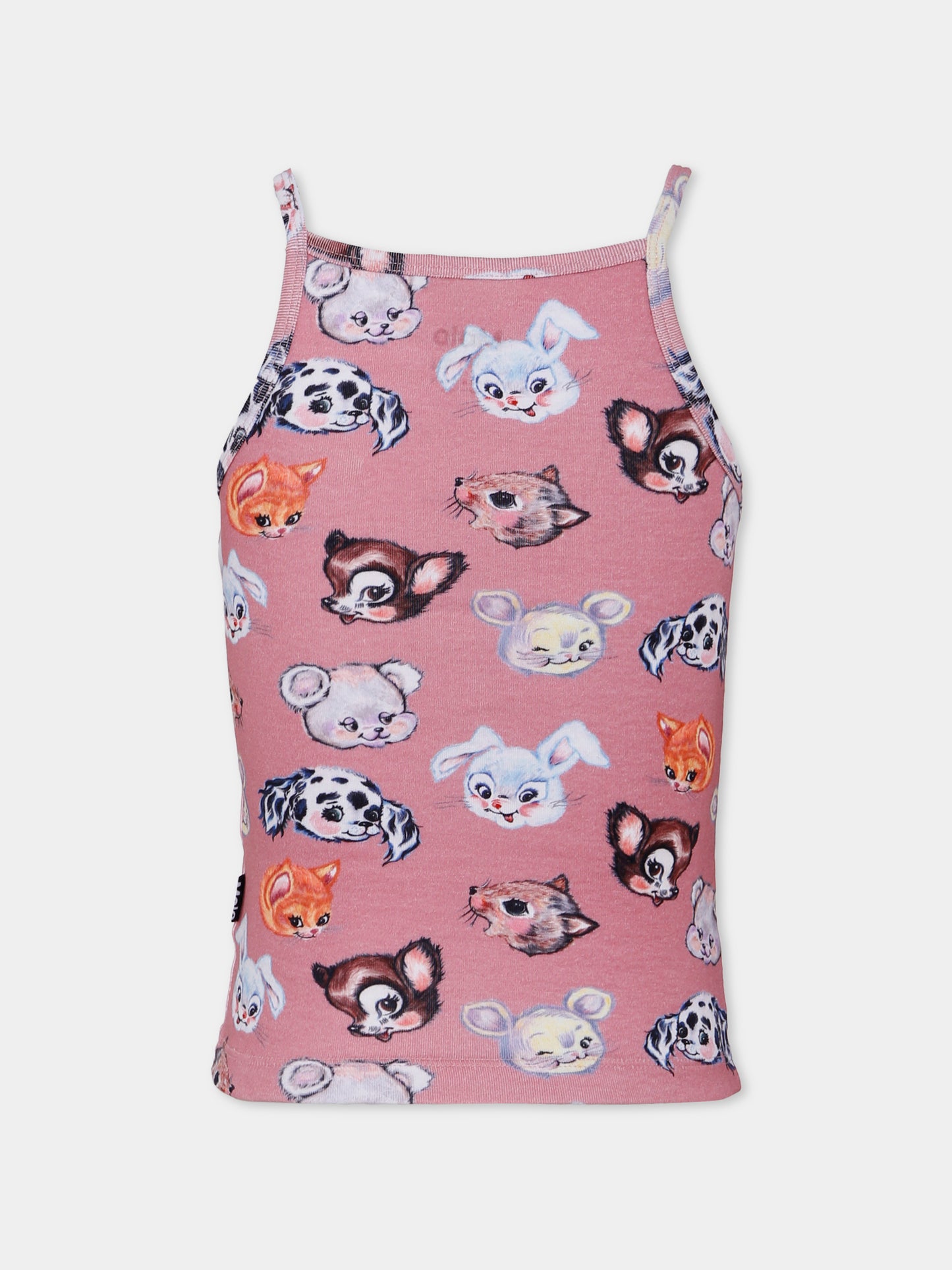 Set canottiere Janice rosa per bambina con animali all over,Molo,2W25Q701 9467