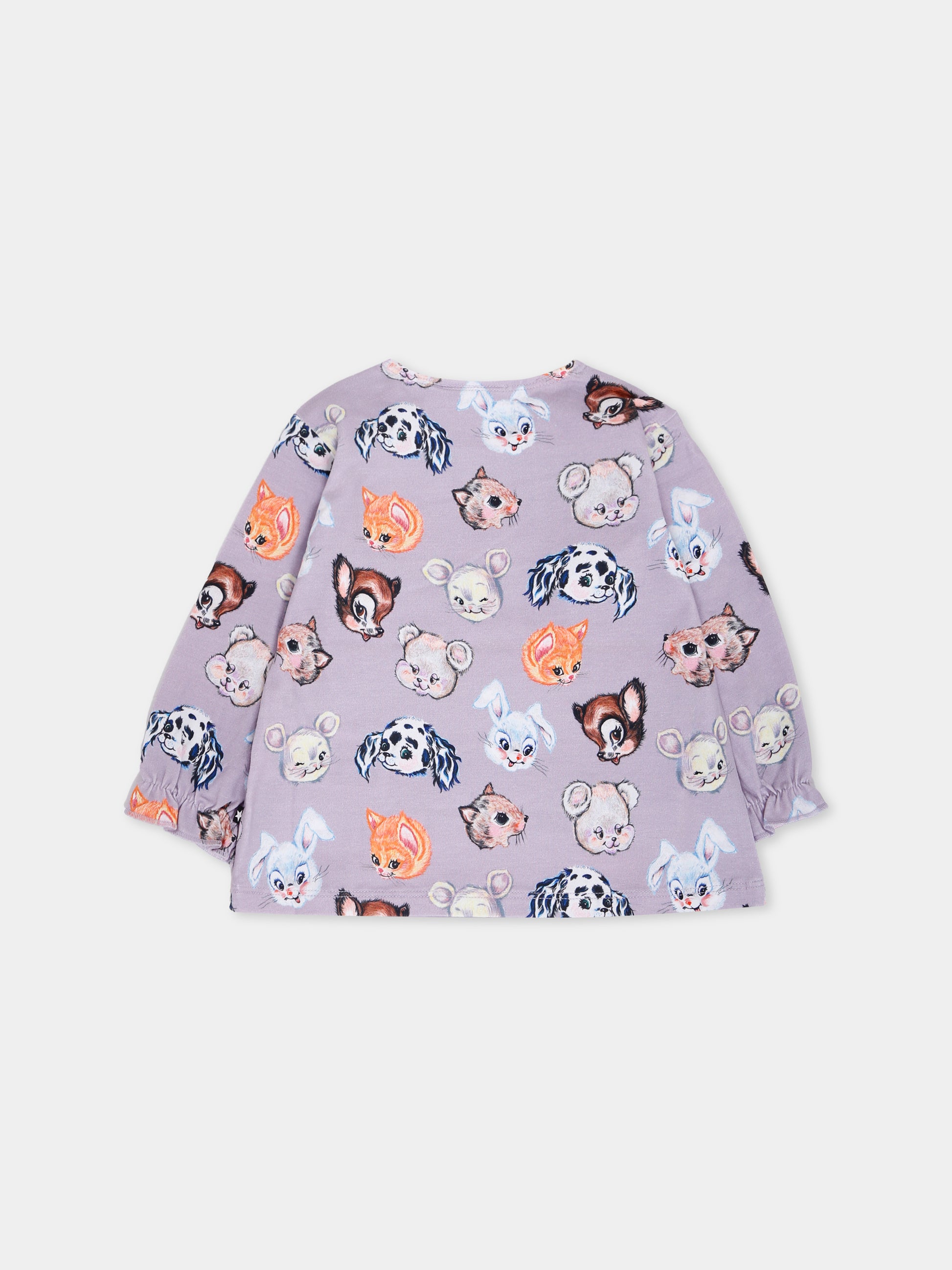 T-shirt Elina lilla per neonata con animali all over,Molo,4W25A402 9399