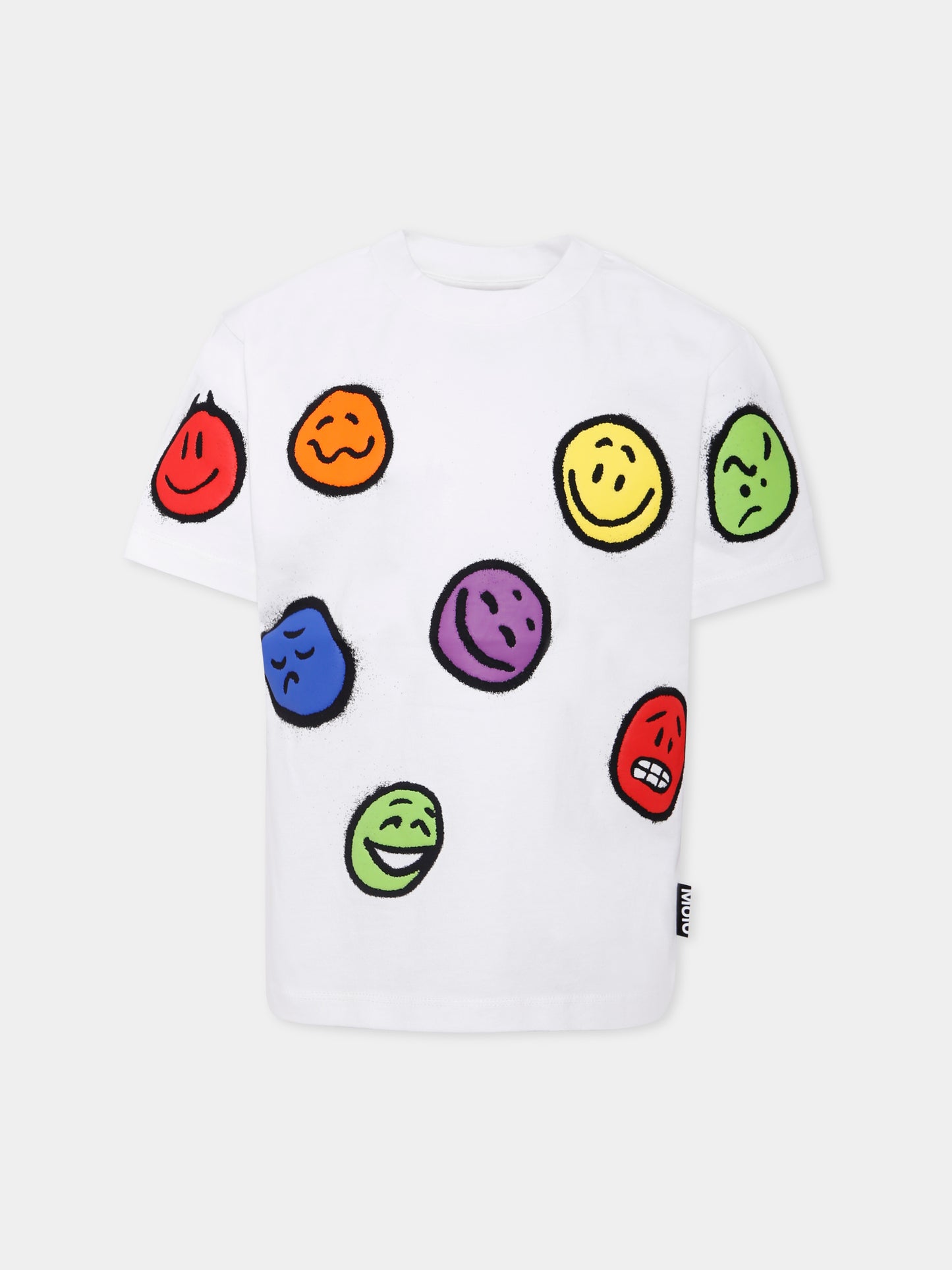 T-shirt Riley bianca per bambini con smile all over,Molo,6W25A203 5474