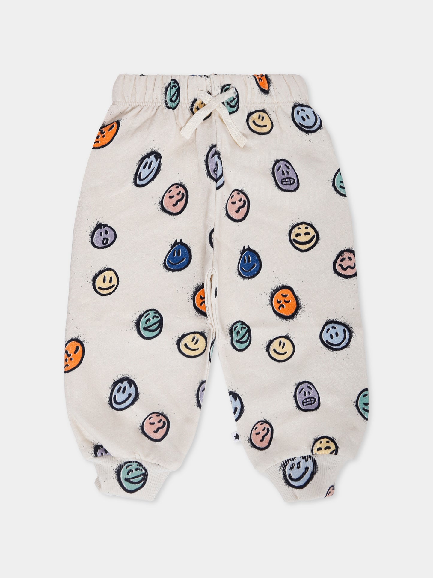 Pantaloni Simeon avorio per neonati con smile all over,Molo,6W25I203 9400
