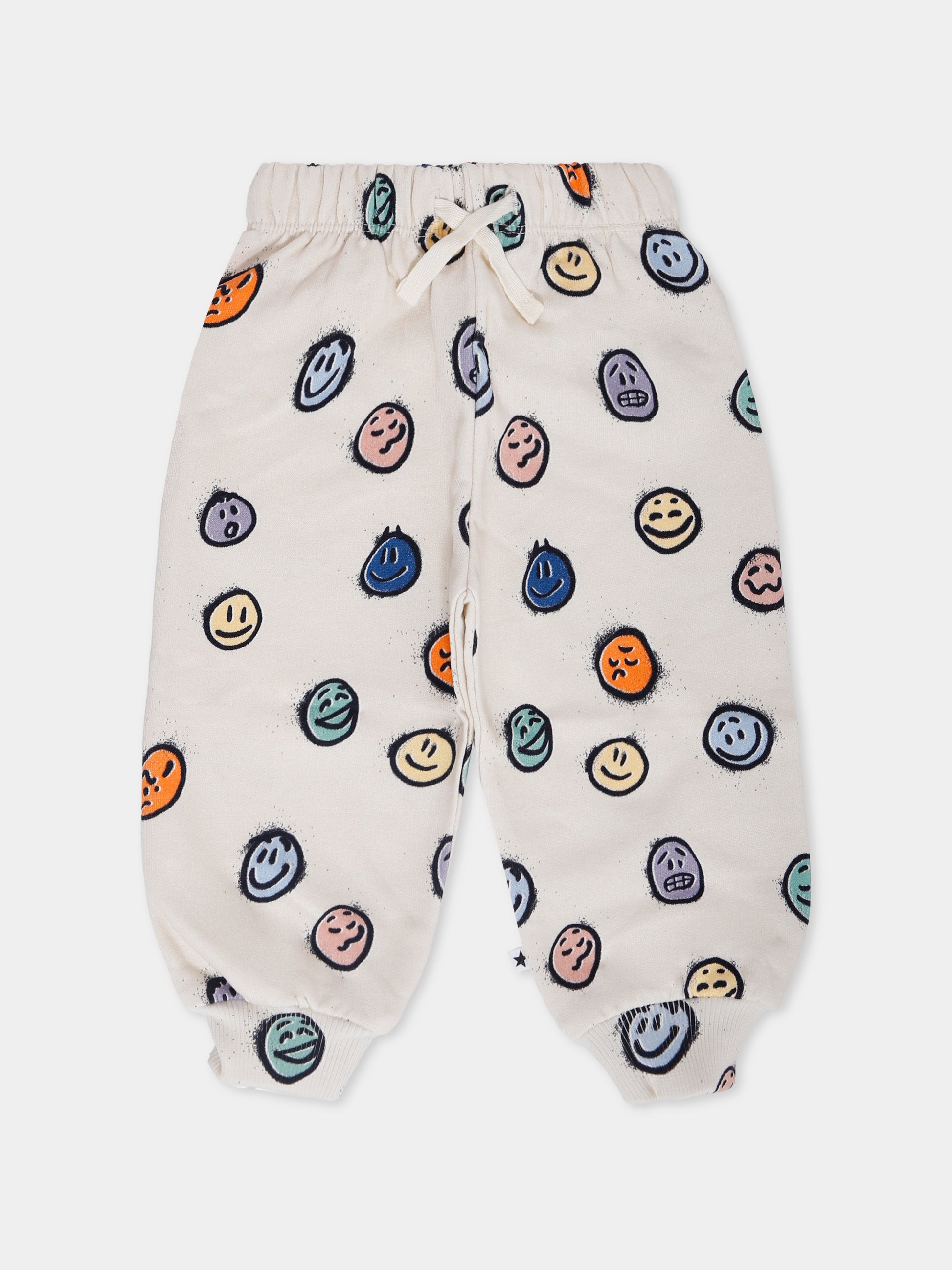 Pantaloni Simeon avorio per neonati con smile all over,Molo,6W25I203 9400