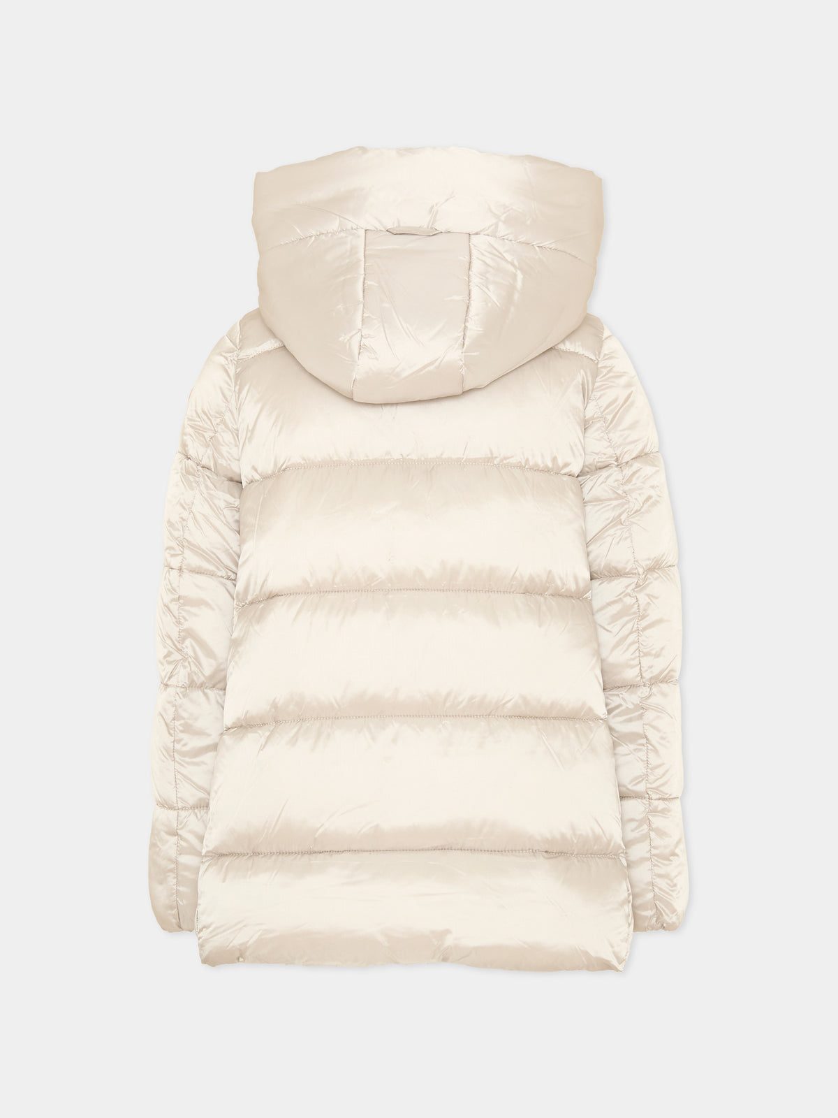 Piumino beige per bambina con cappuccio,Save The Duck Kids,J45650G IRIS21 40019