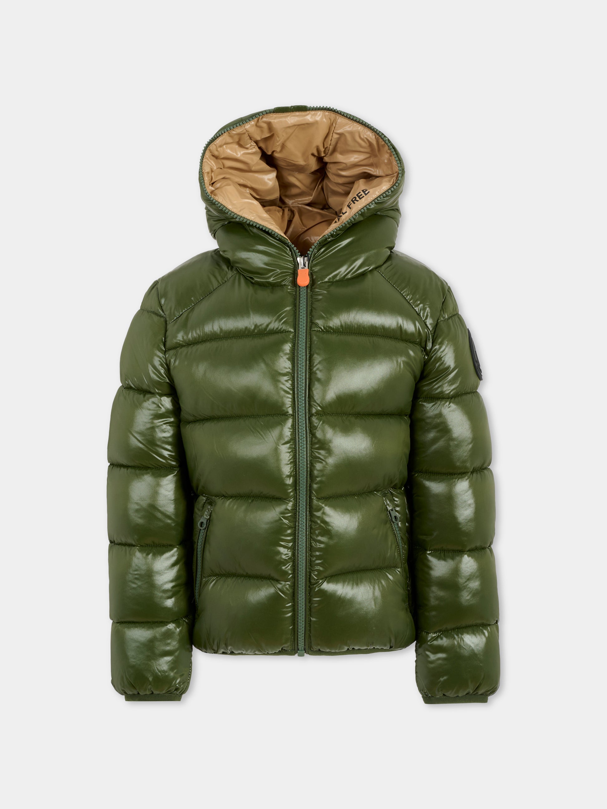 Piumino Artie verde per bambino con logo,Save The Duck Kids,J31280B LOVE21 50023