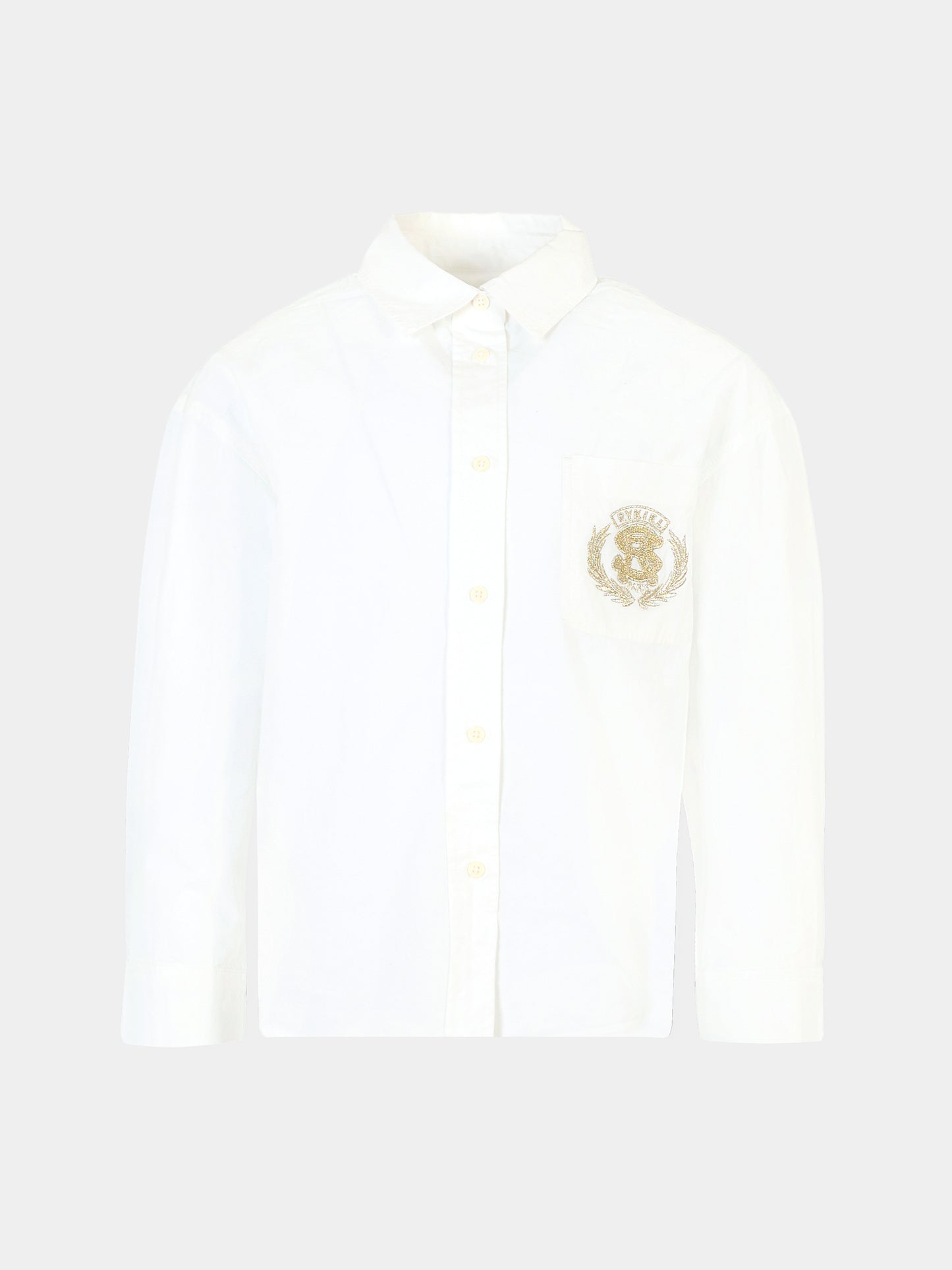Camicia bianca per bambina con logo ricamato,Sonia Rykiel Paris,A00340 10P