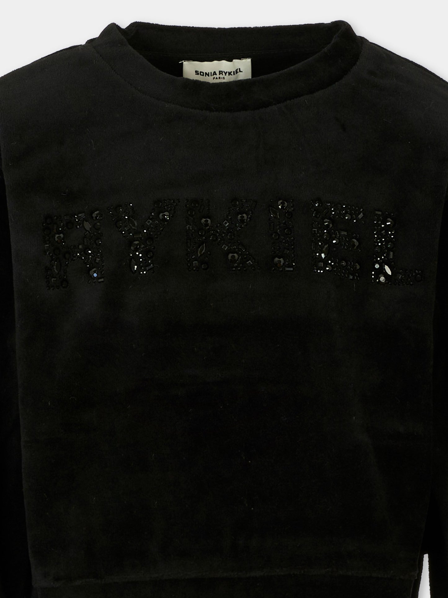 Felpa nera per bambina con logo,Sonia Rykiel Paris,A00343 09B