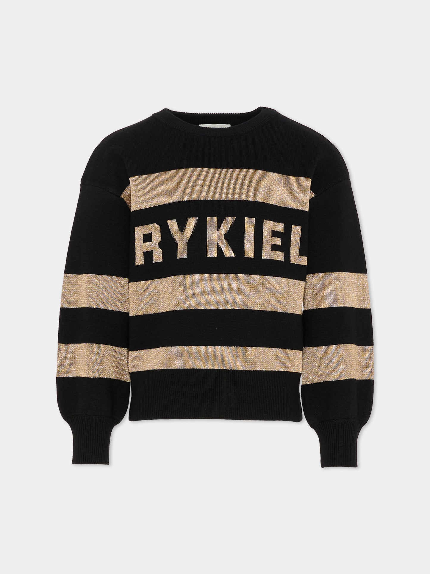 Maglione nero per bambina con logo,Sonia Rykiel Paris,A00349 M22