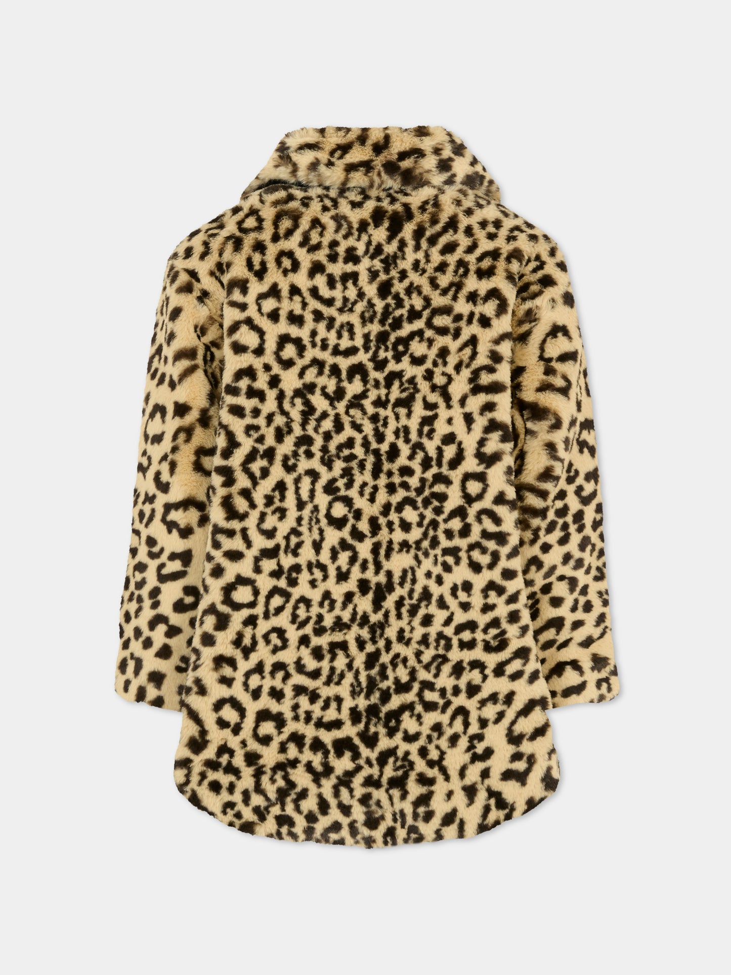 Ecopelliccia marrone per bambina con stampa animalier,Sonia Rykiel Paris,A00360 Z47